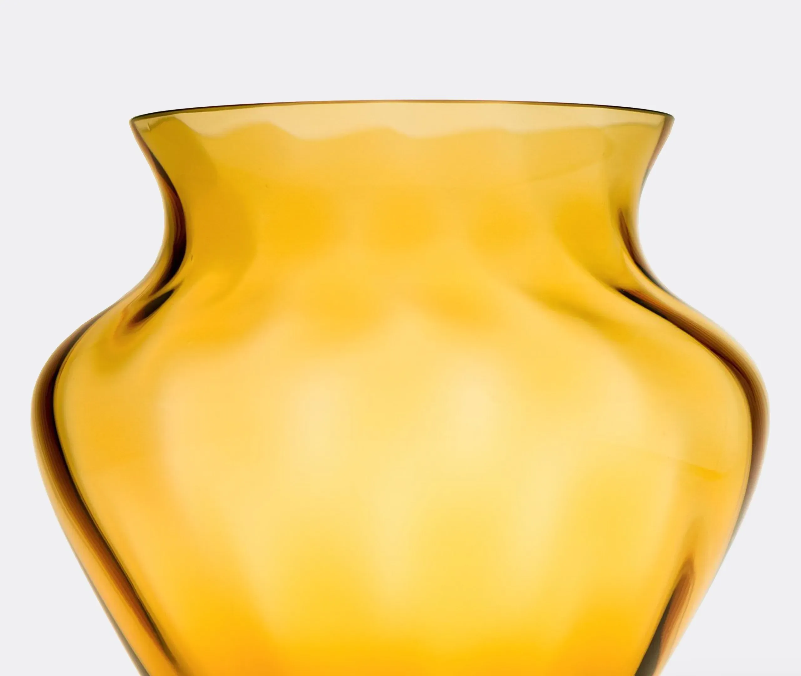 Textured Vase with Curved Design - Amber, Glass