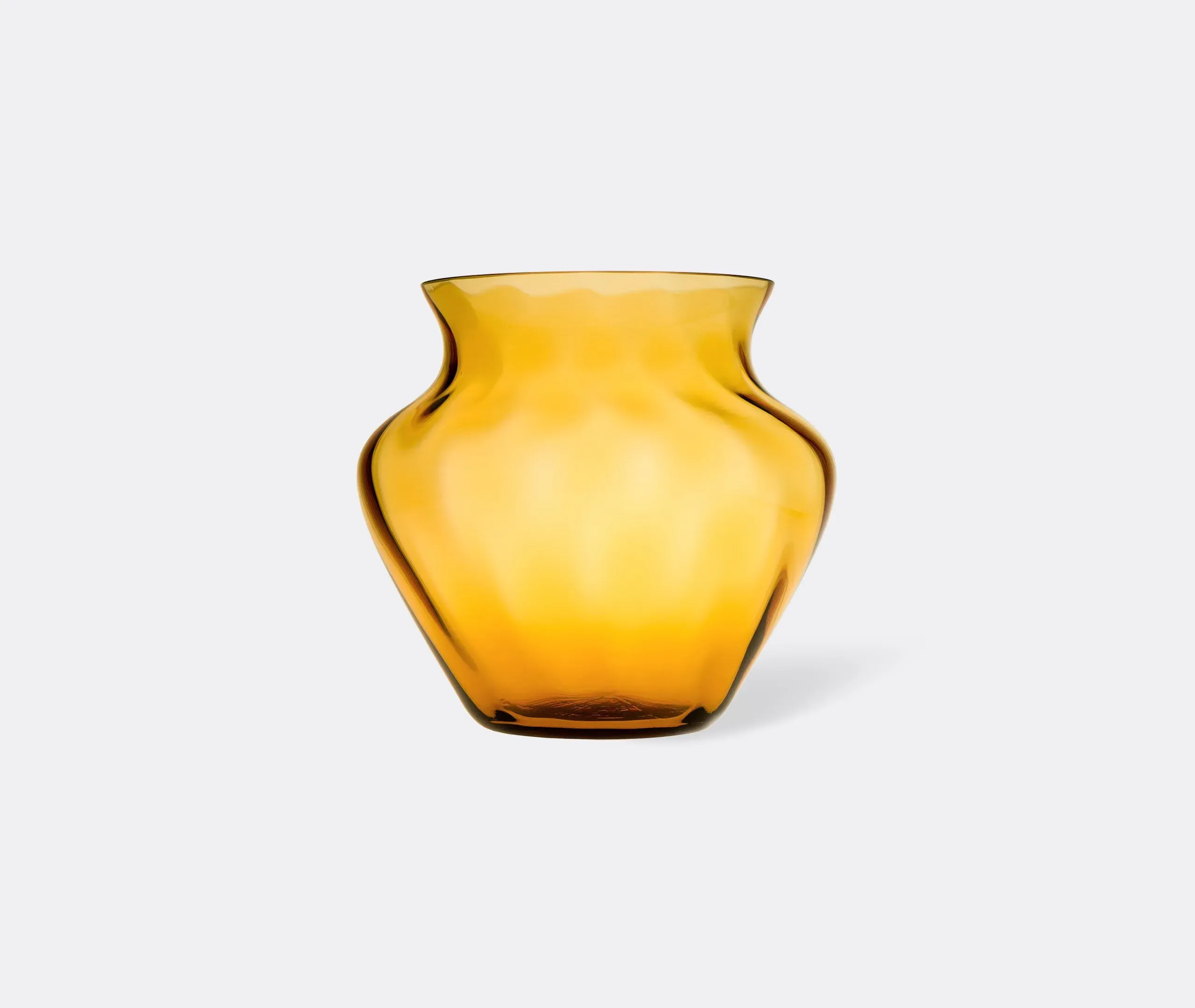 Textured Vase with Curved Design - Amber, Glass image