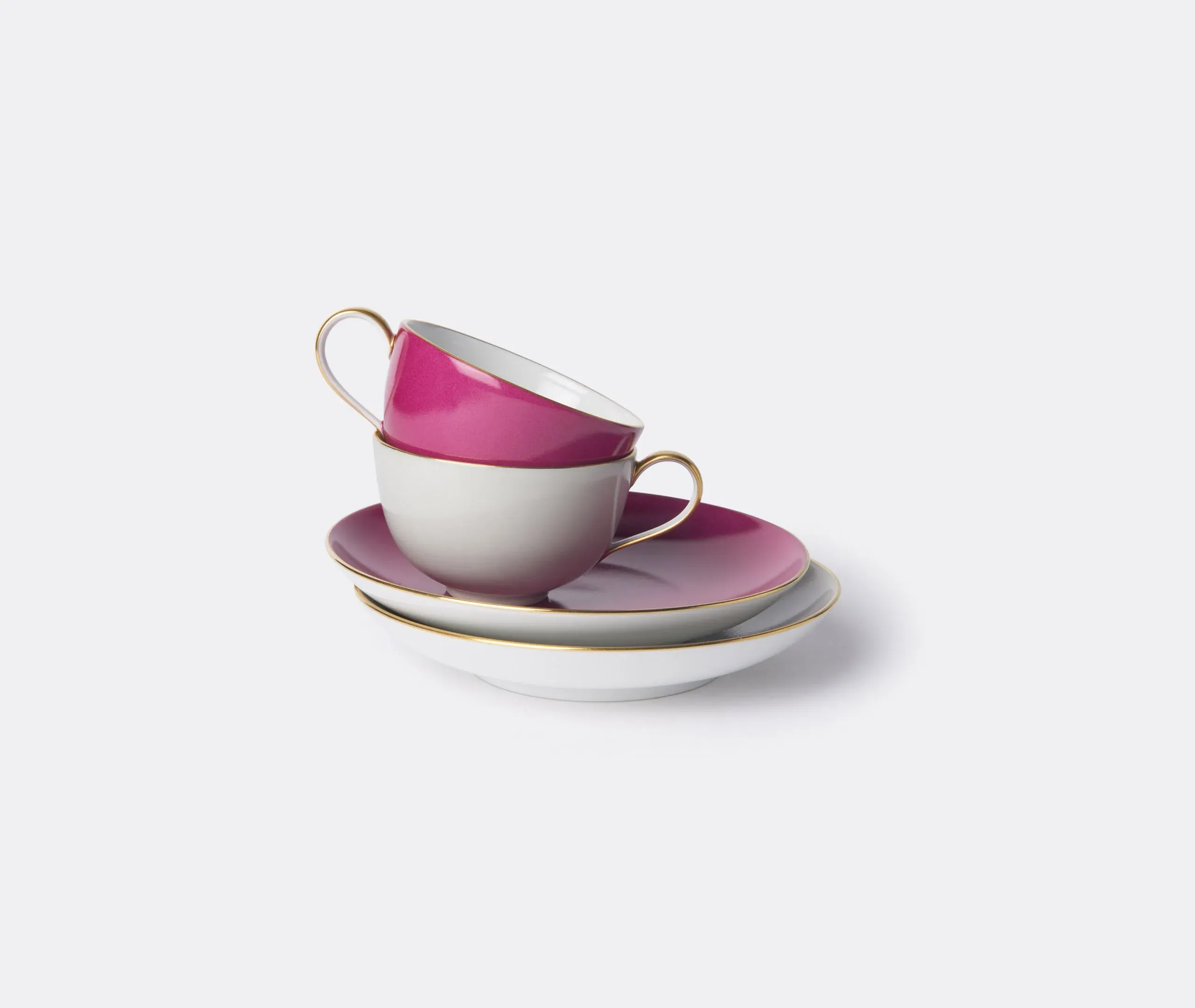 2-Piece Espresso Set with Saucers - Red, Porcelain