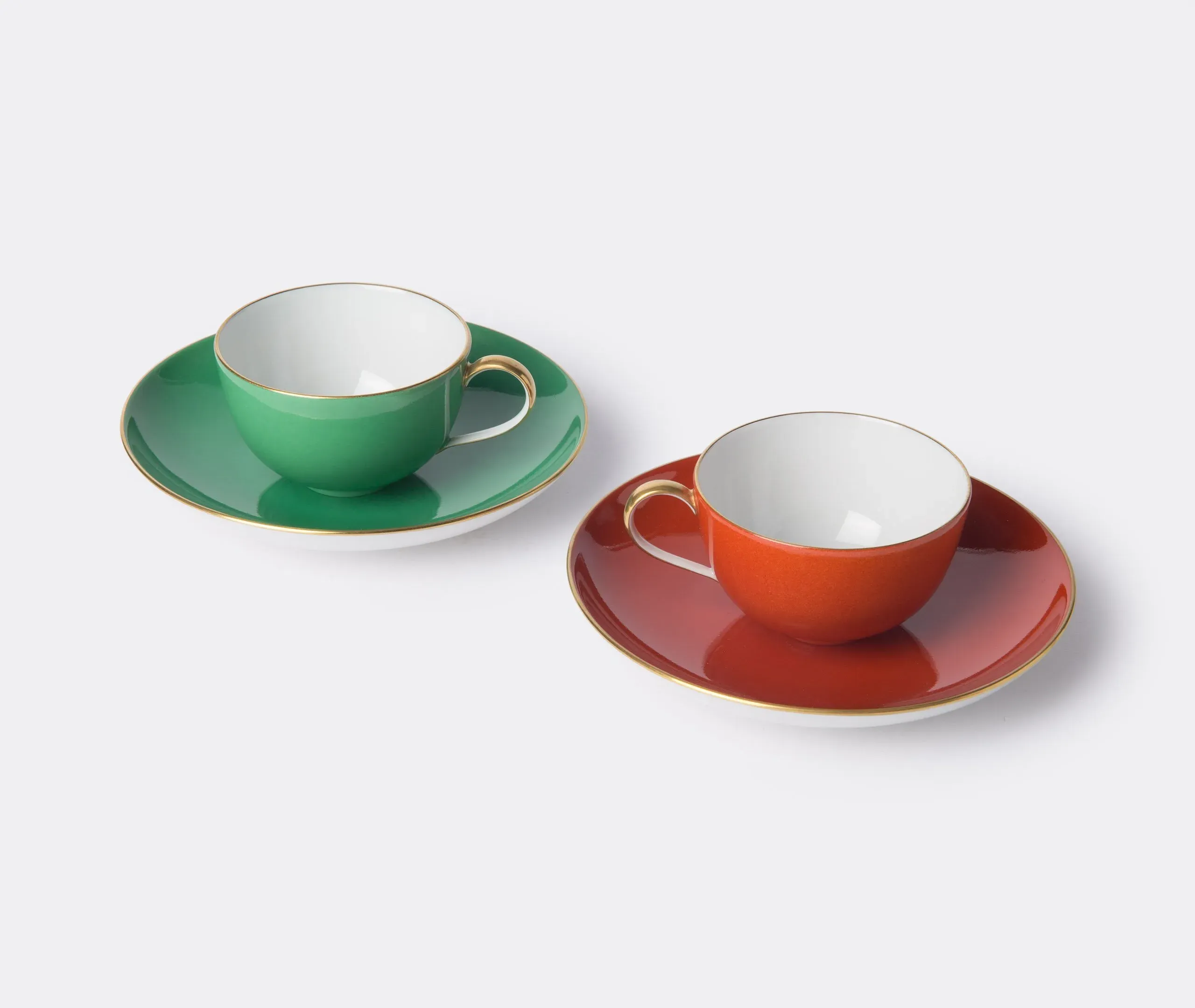 2-Piece Espresso Set with Saucers - Red, Porcelain
