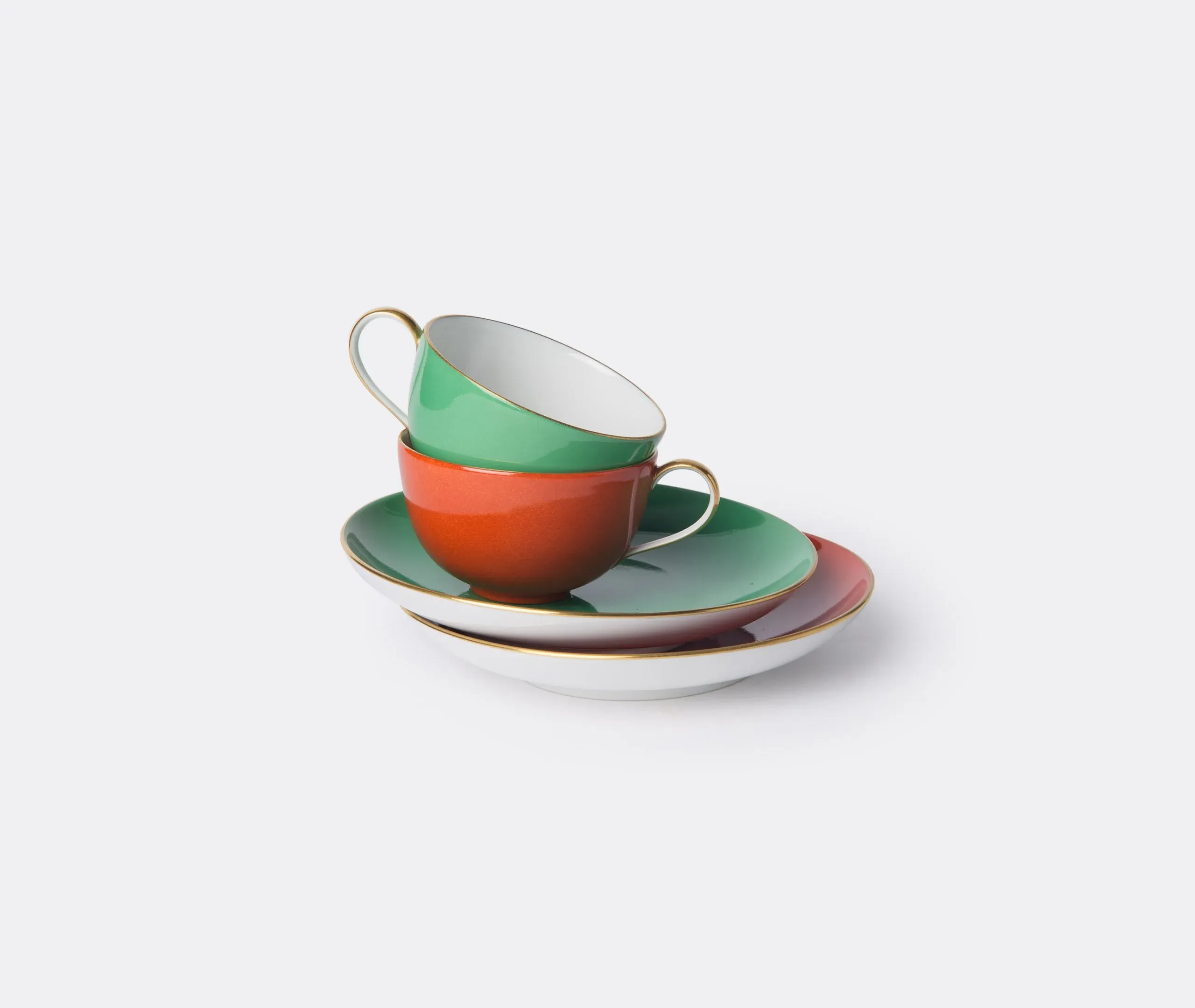 2-Piece Espresso Set with Saucers - Red, Porcelain