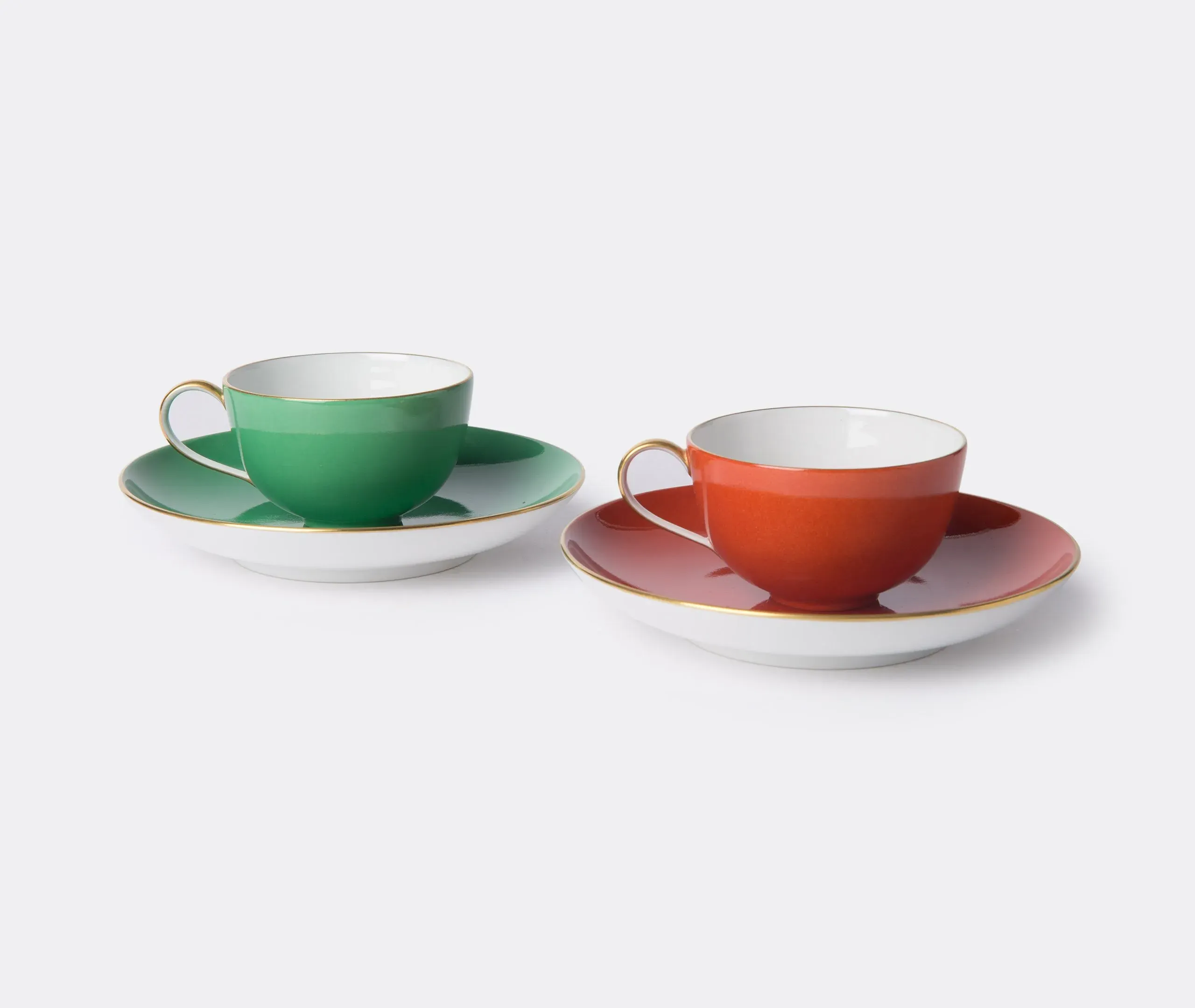 2-Piece Espresso Set with Saucers - Red, Porcelain