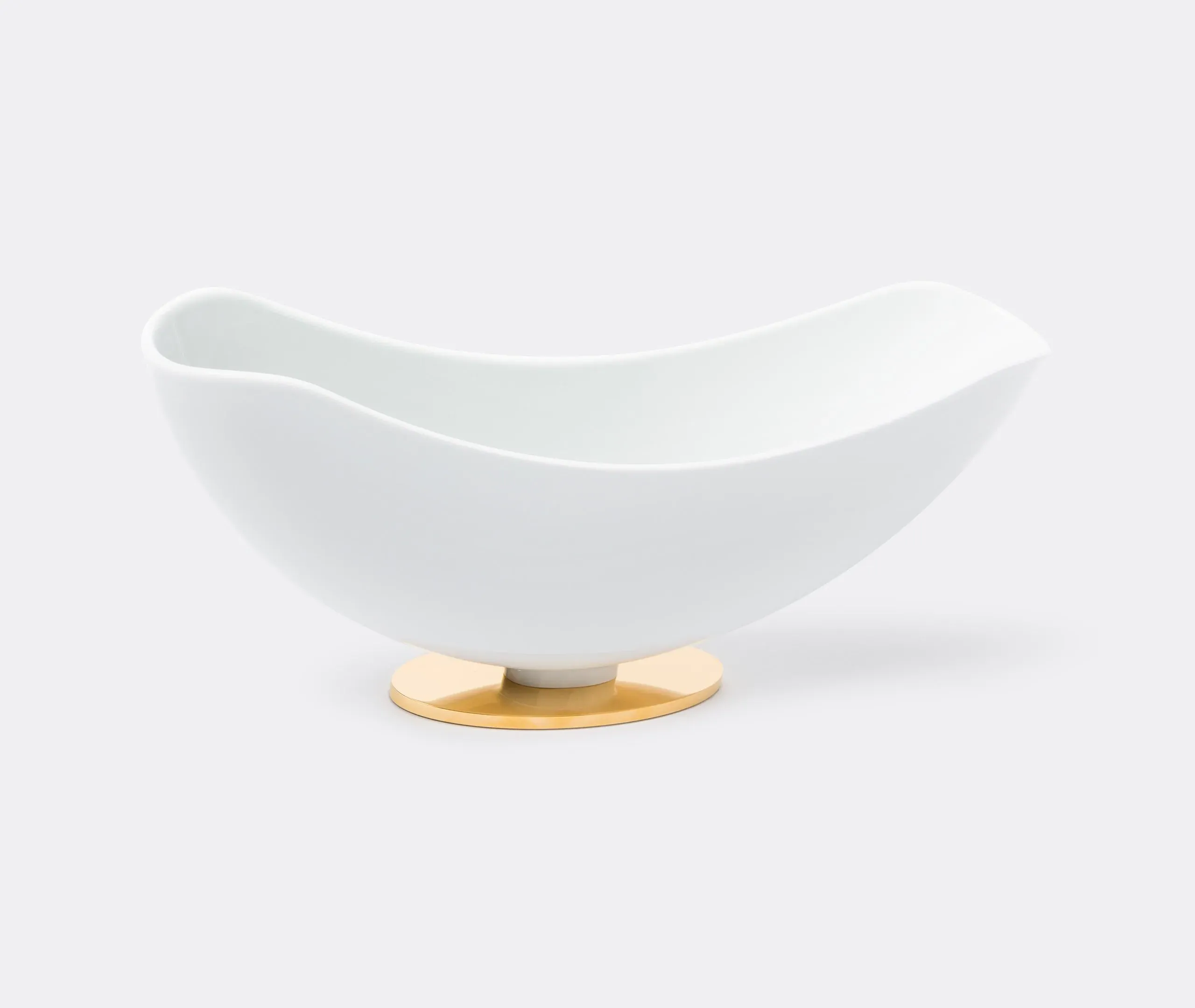 Flower Gondola with Brass Foot - White, Porcelain