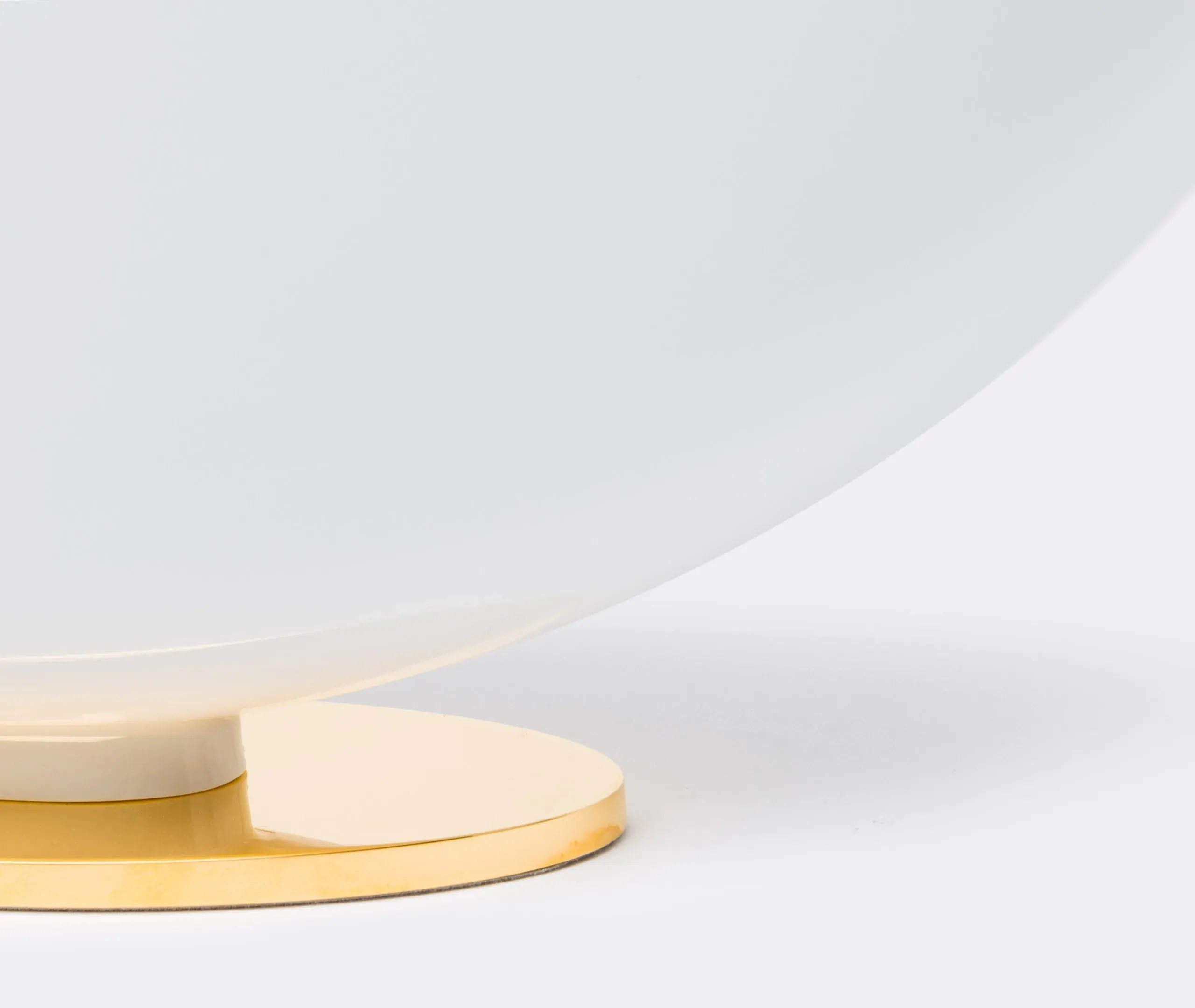 Flower Gondola with Brass Foot - White, Porcelain