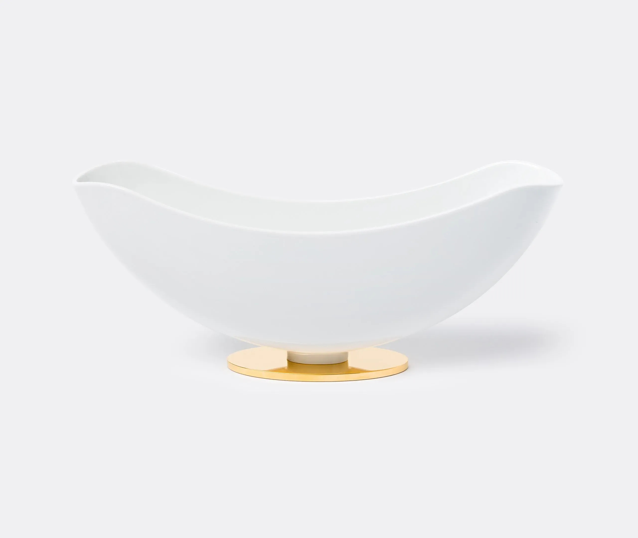 Flower Gondola with Brass Foot - White, Porcelain image