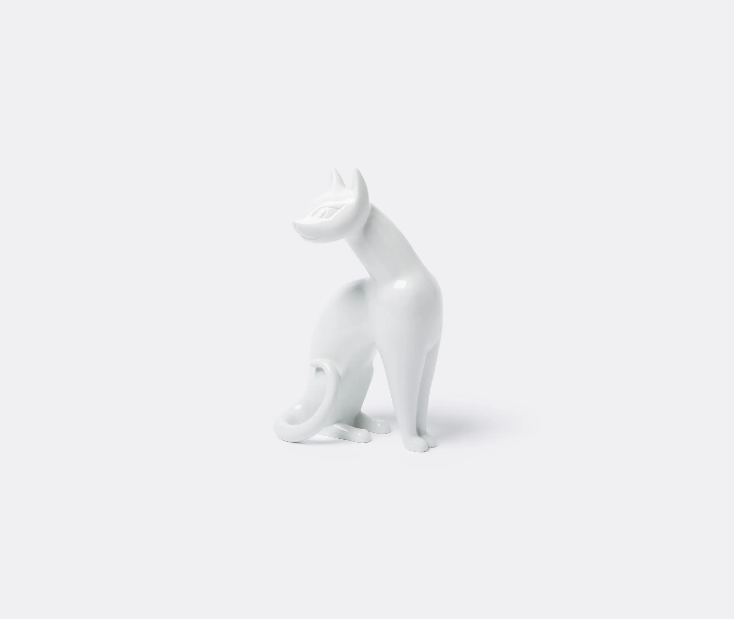 Sitting Cat Figurine - White, Porcelain