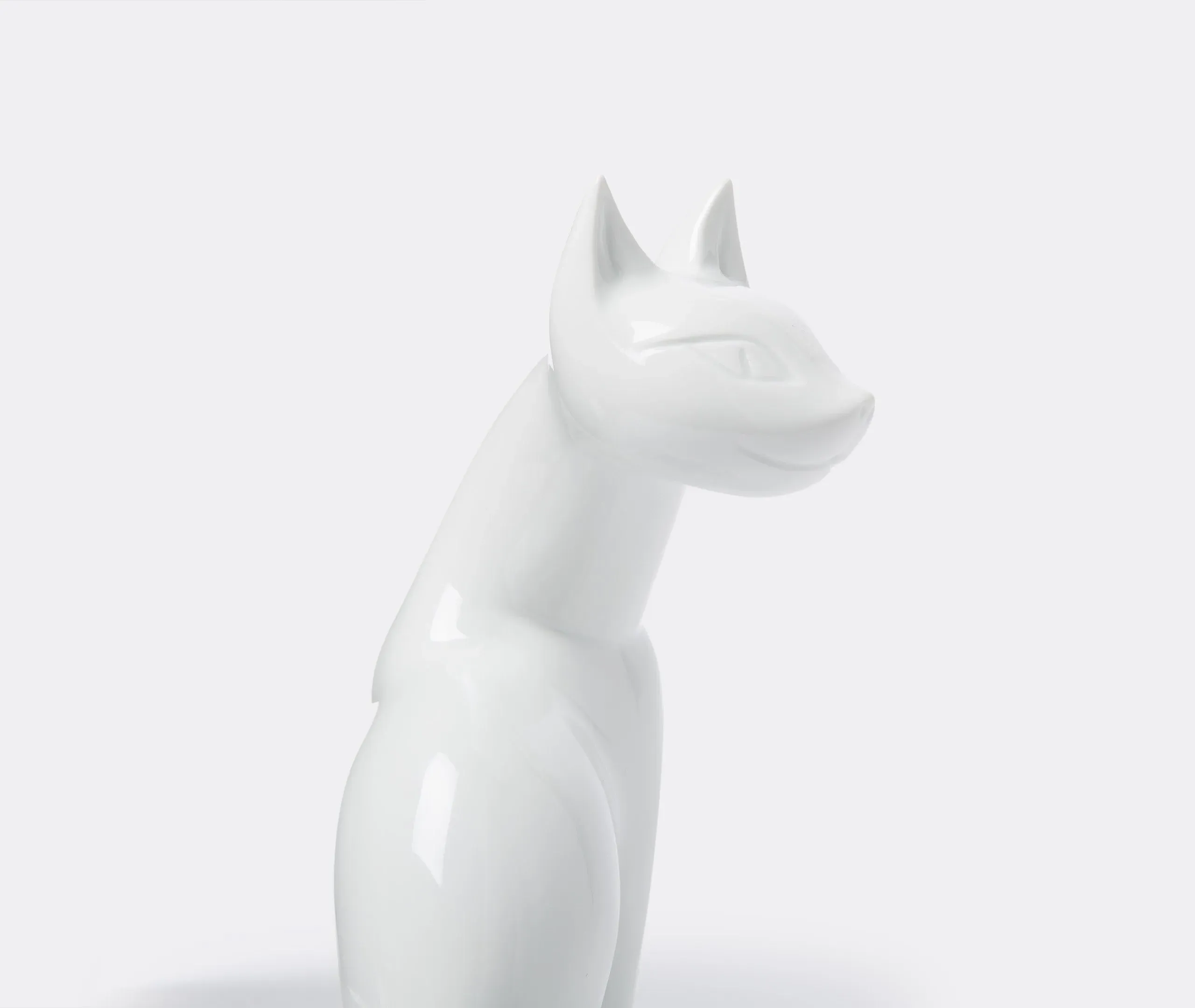 Sitting Cat Figurine - White, Porcelain