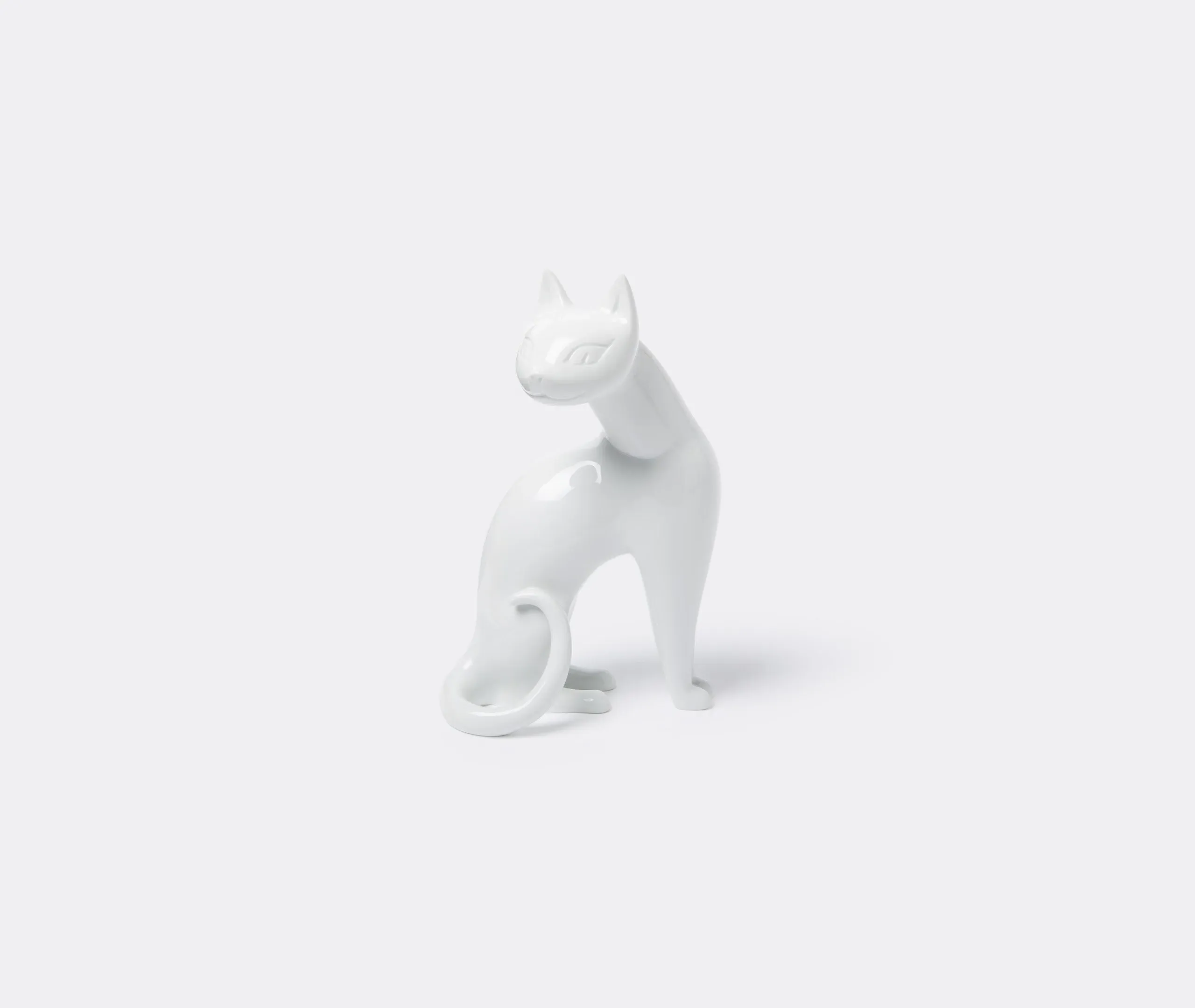 Sitting Cat Figurine - White, Porcelain image