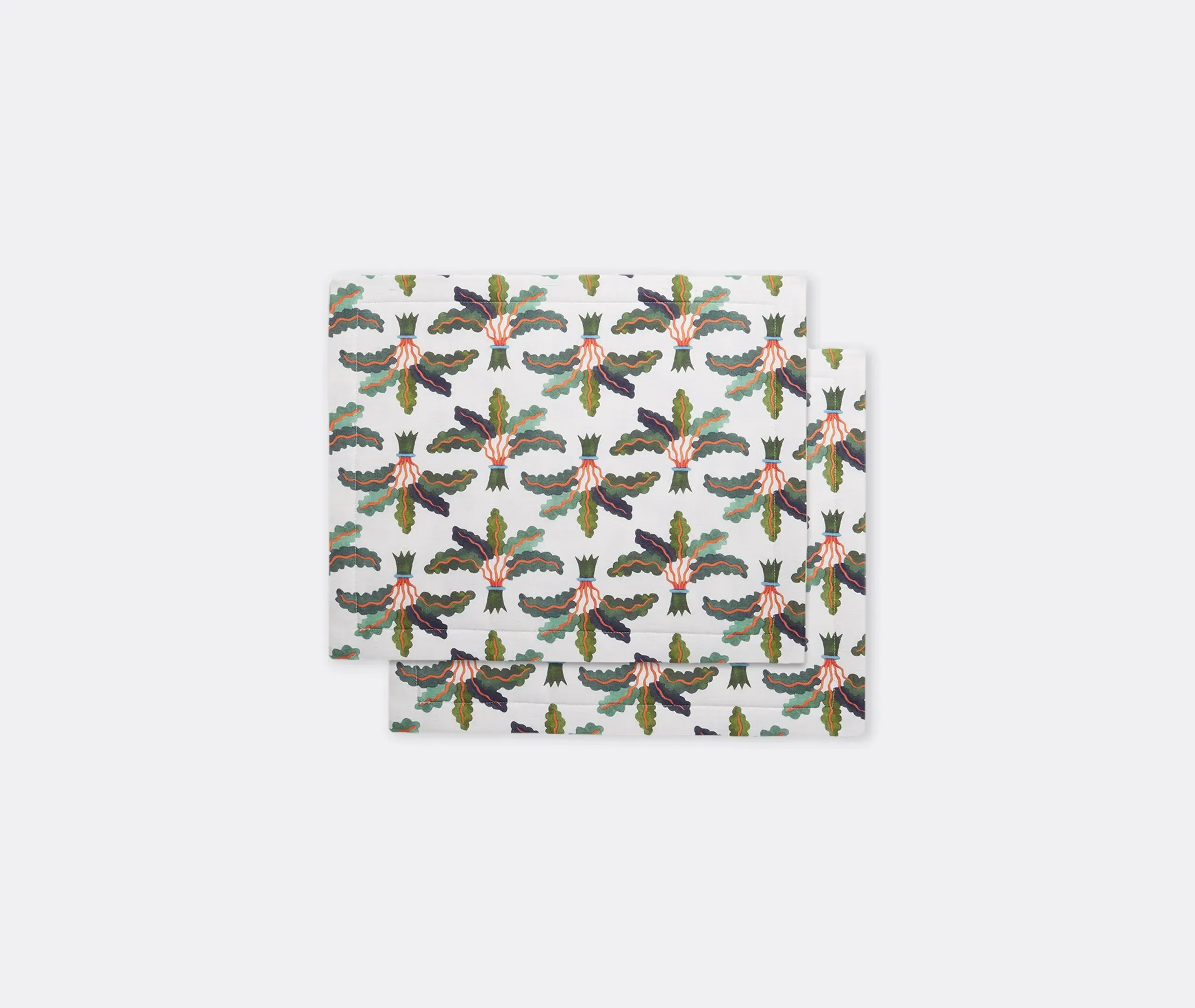 2-Piece Tablemat Set with Palm Print - Multicolor