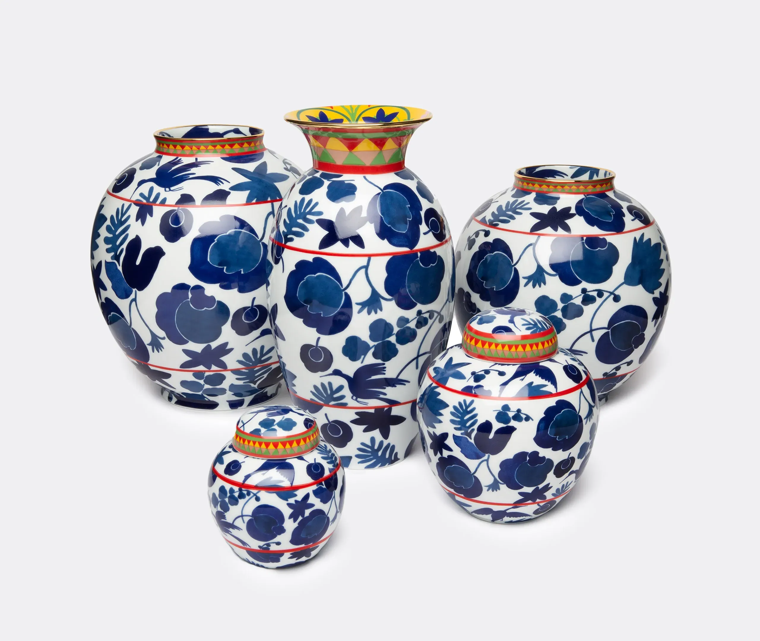 Amphora Wildbird Tall Vase - Blue