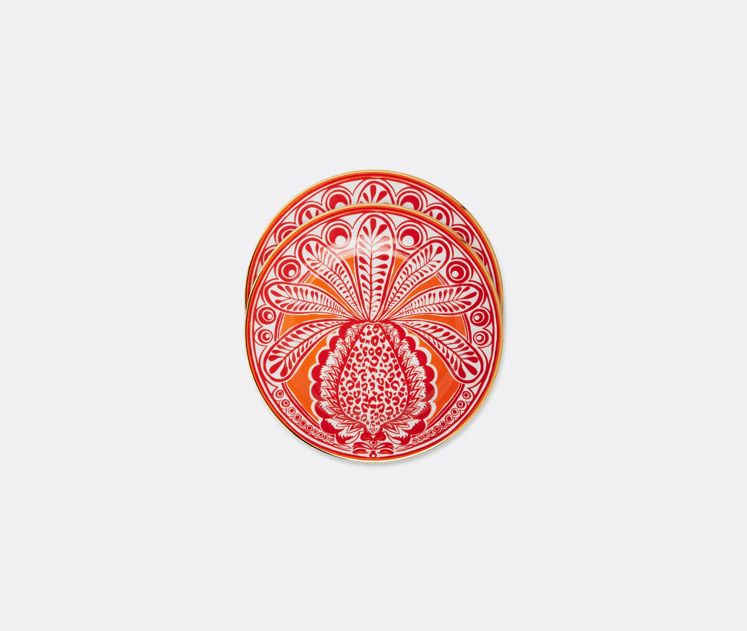 Big Pineapple Arancio Dessert Plates Set of Two - Orange, Porcelain product
