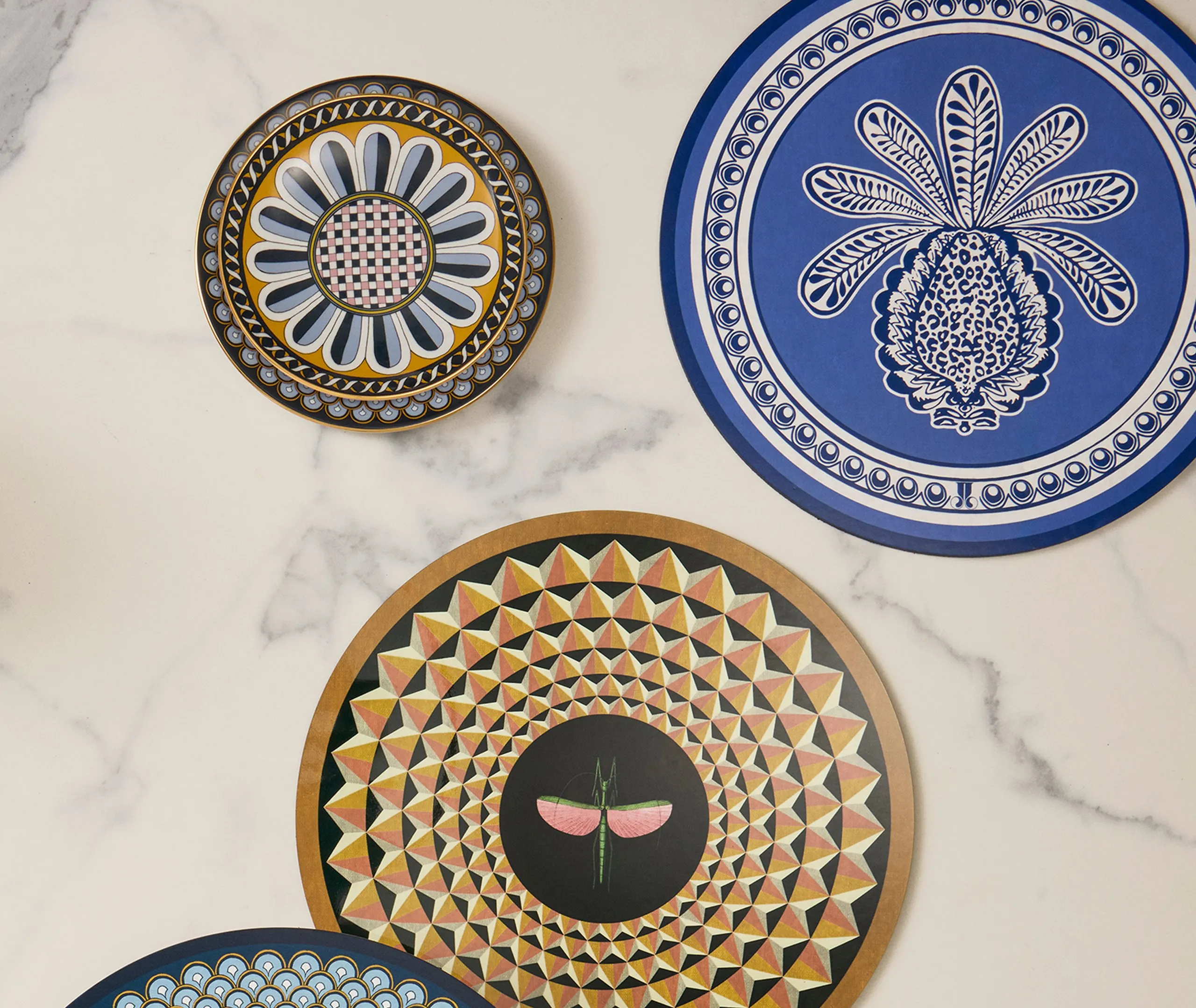 Big Pineapple Placemat Set of Two - Blue, Wood Fiber