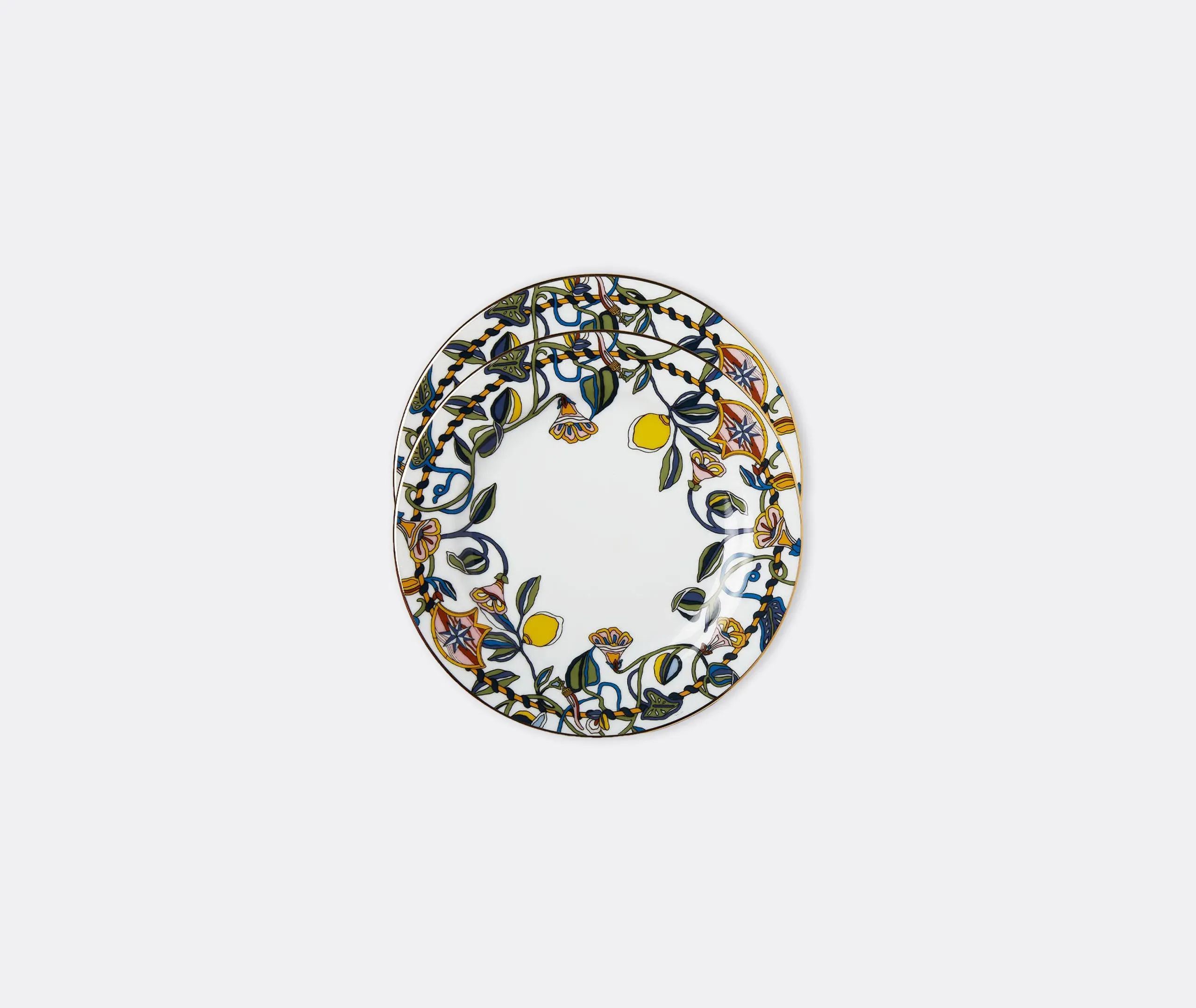 Borboni White Dessert Plate Set of Two - Multicolour, Porcelain product