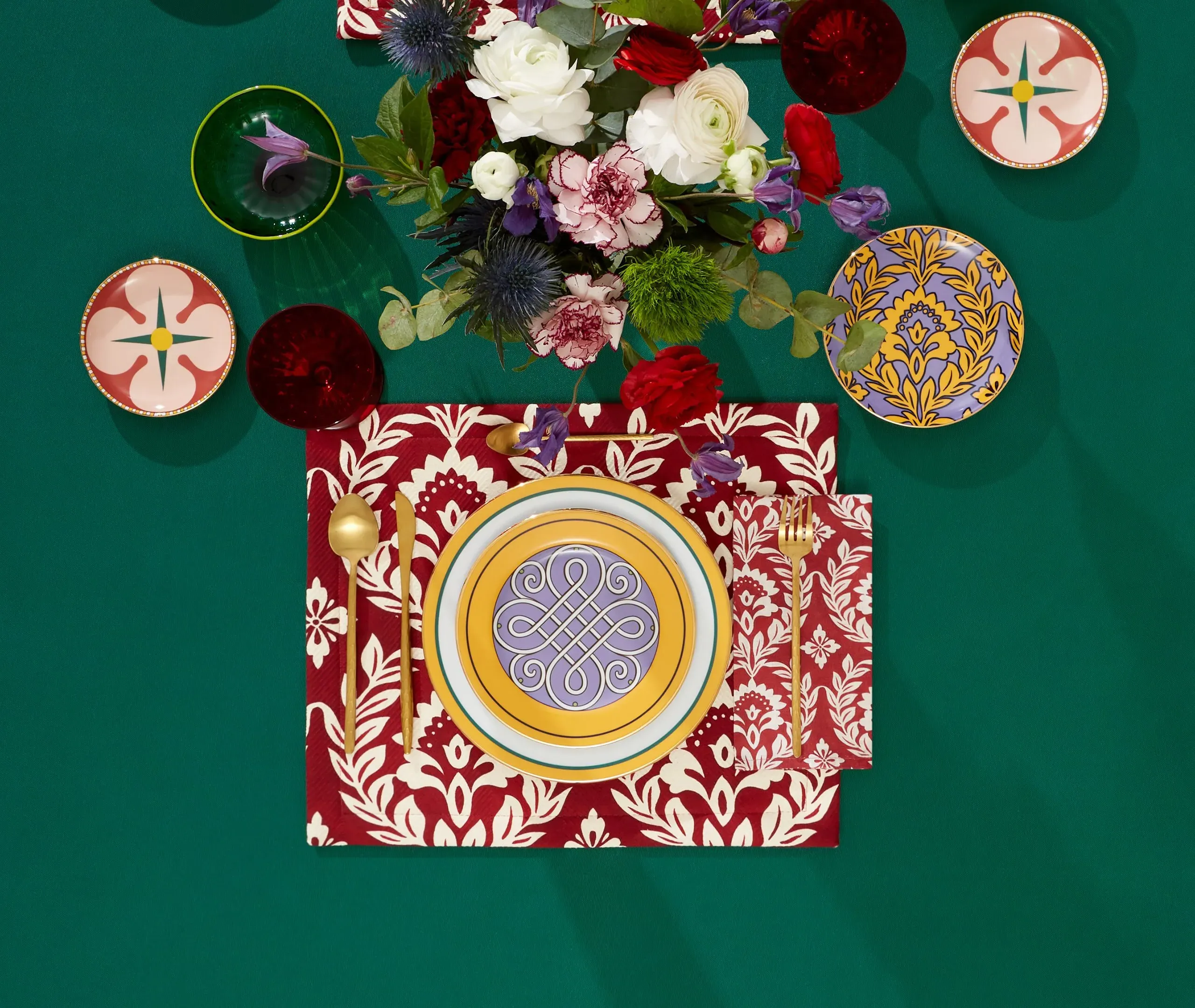 Bordeaux Garland Large Napkins Set of Two - Bordeaux, Linen