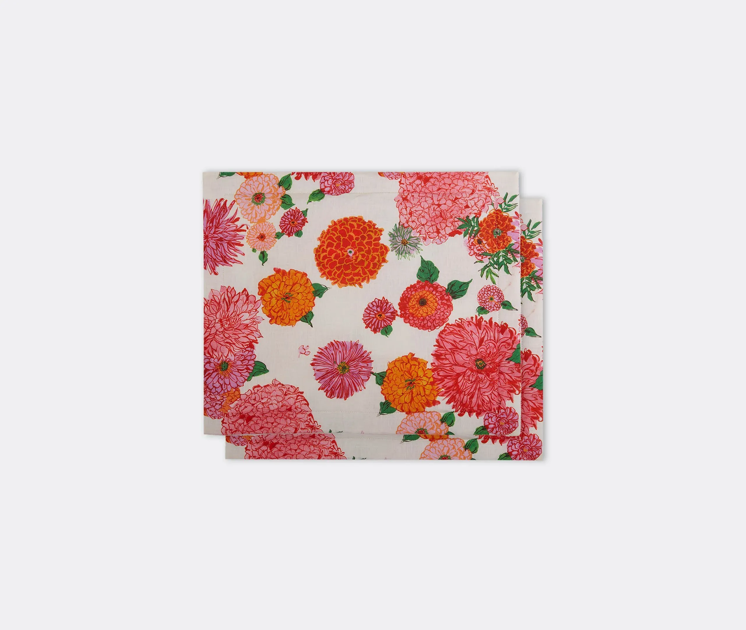Bright Blooms Tablemat Set of Two - Pink, Linen image