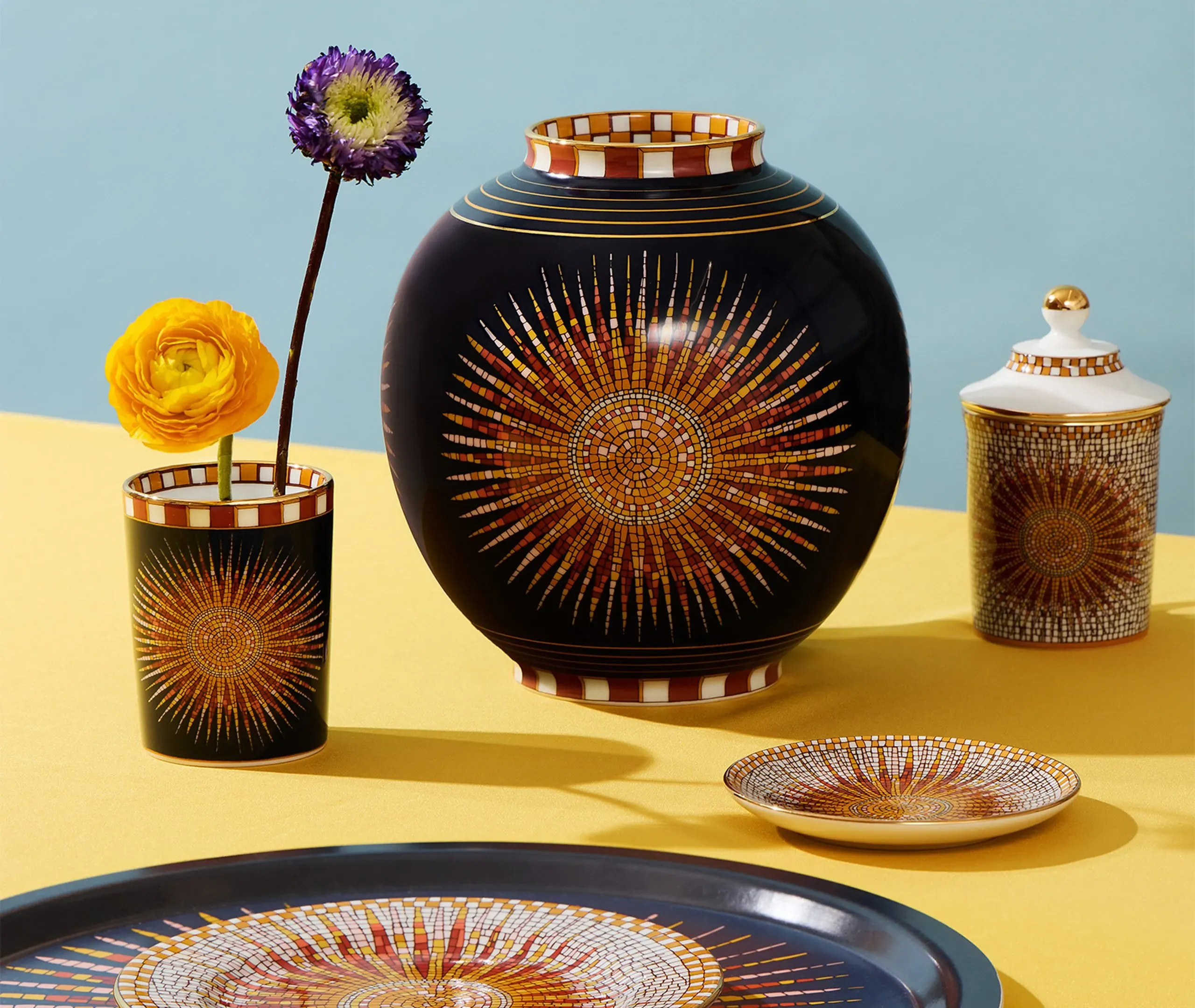 Bubble Vase with Gold Trim - Multicolor, Porcelain