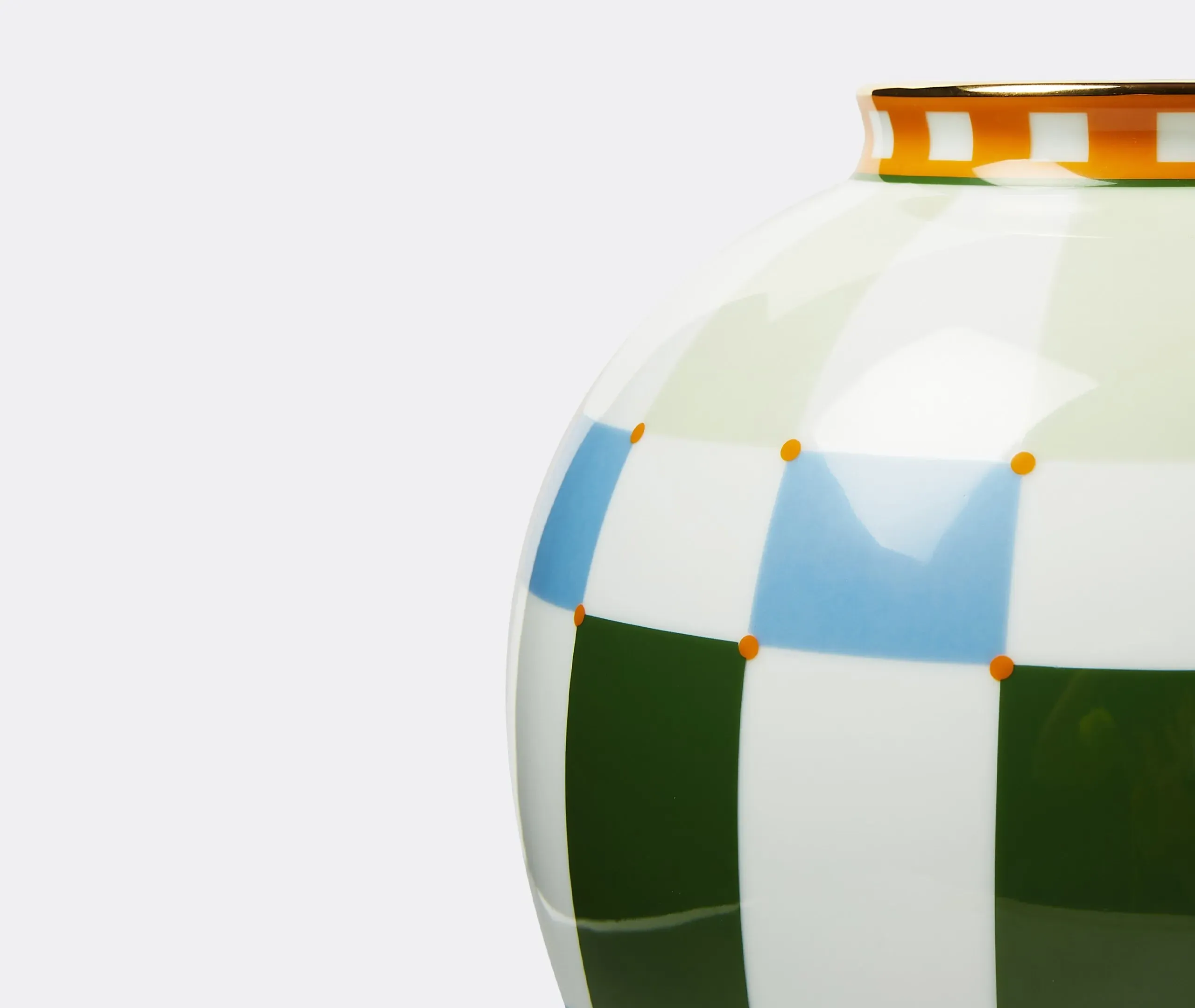 Bubble Vase with Gold Trim - Multicolor, Porcelain