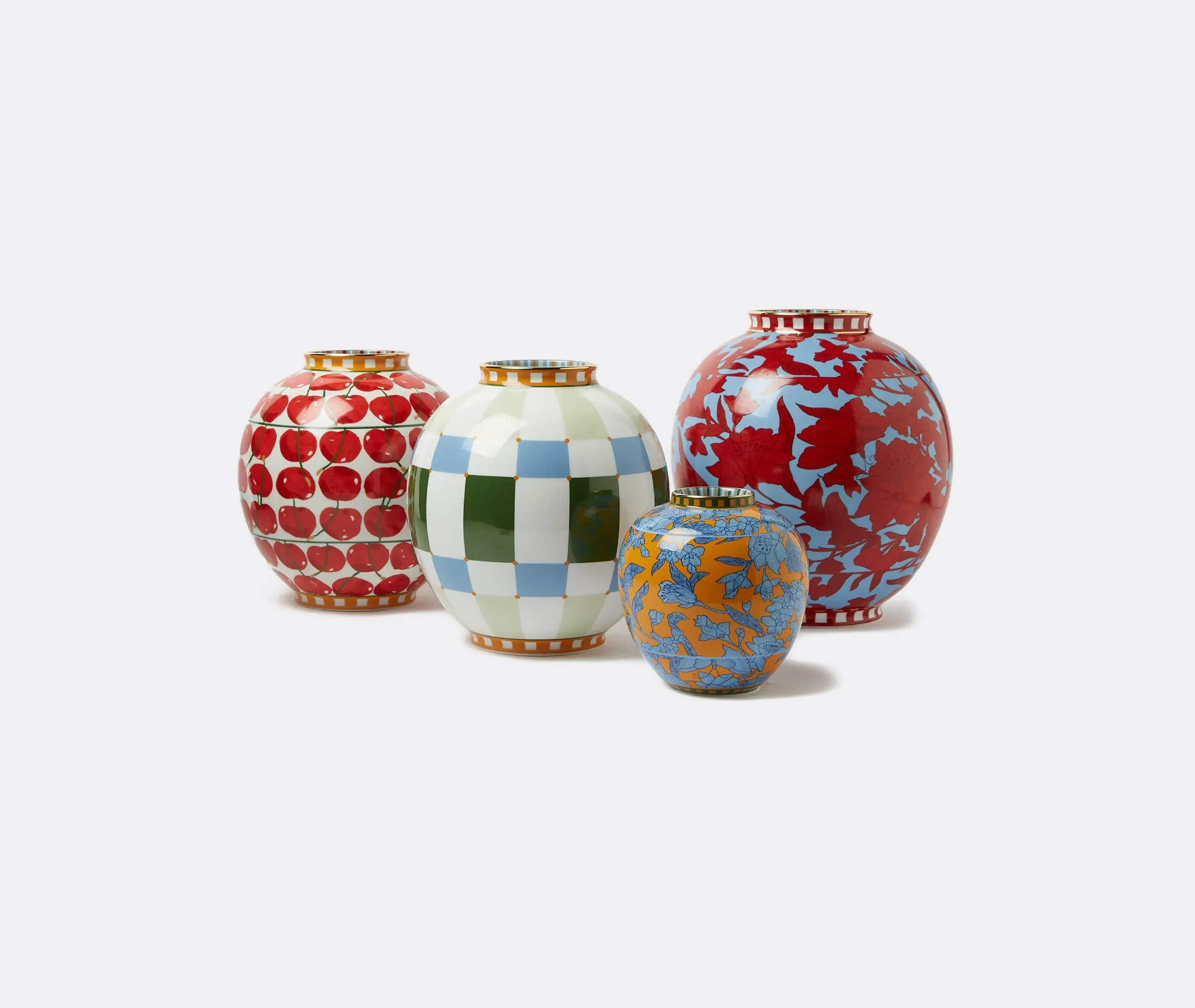 Bubble Vase with Gold Trim - Multicolor, Porcelain