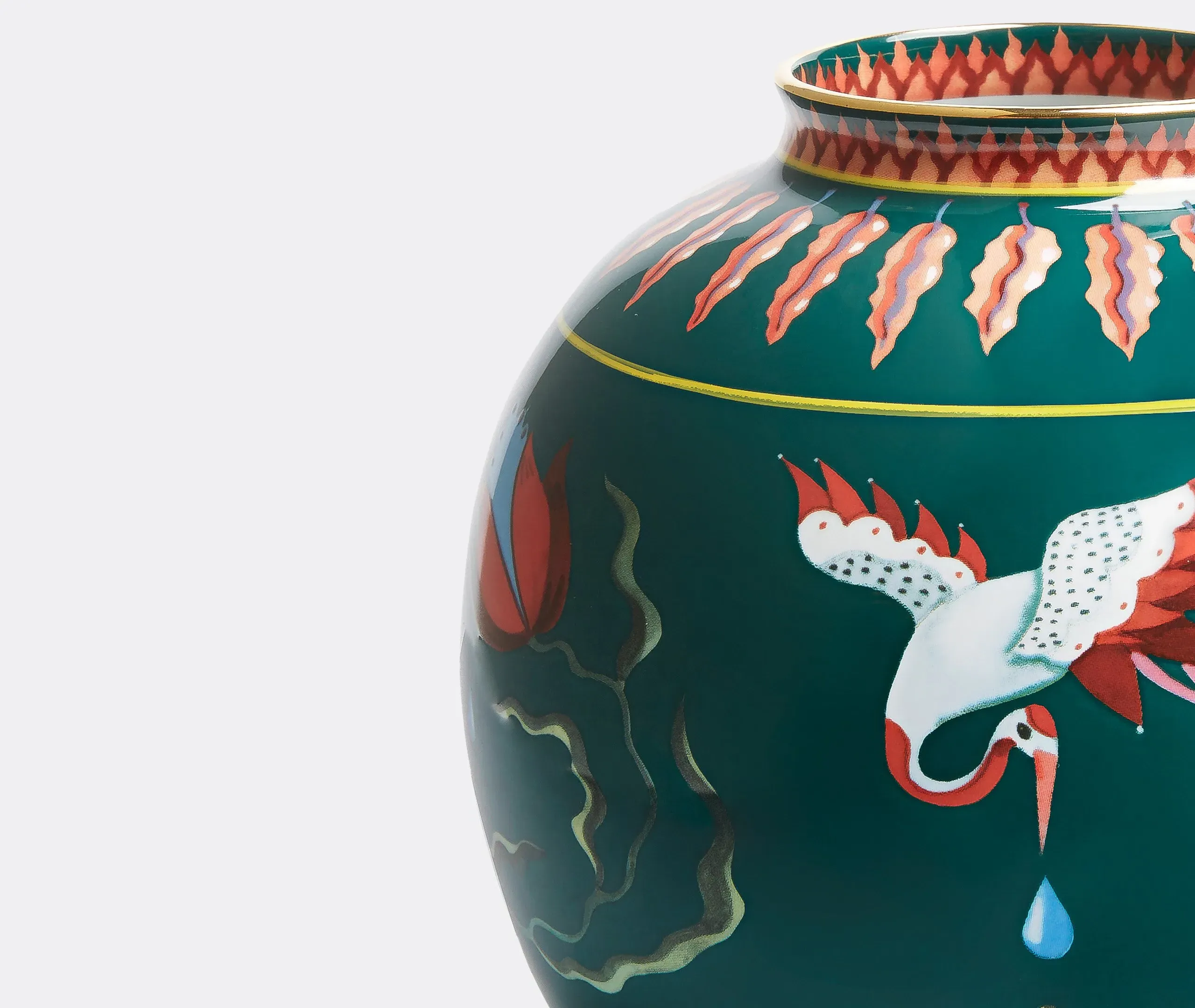 Bubble Vase with Gold Trim - Multicolor, Porcelain