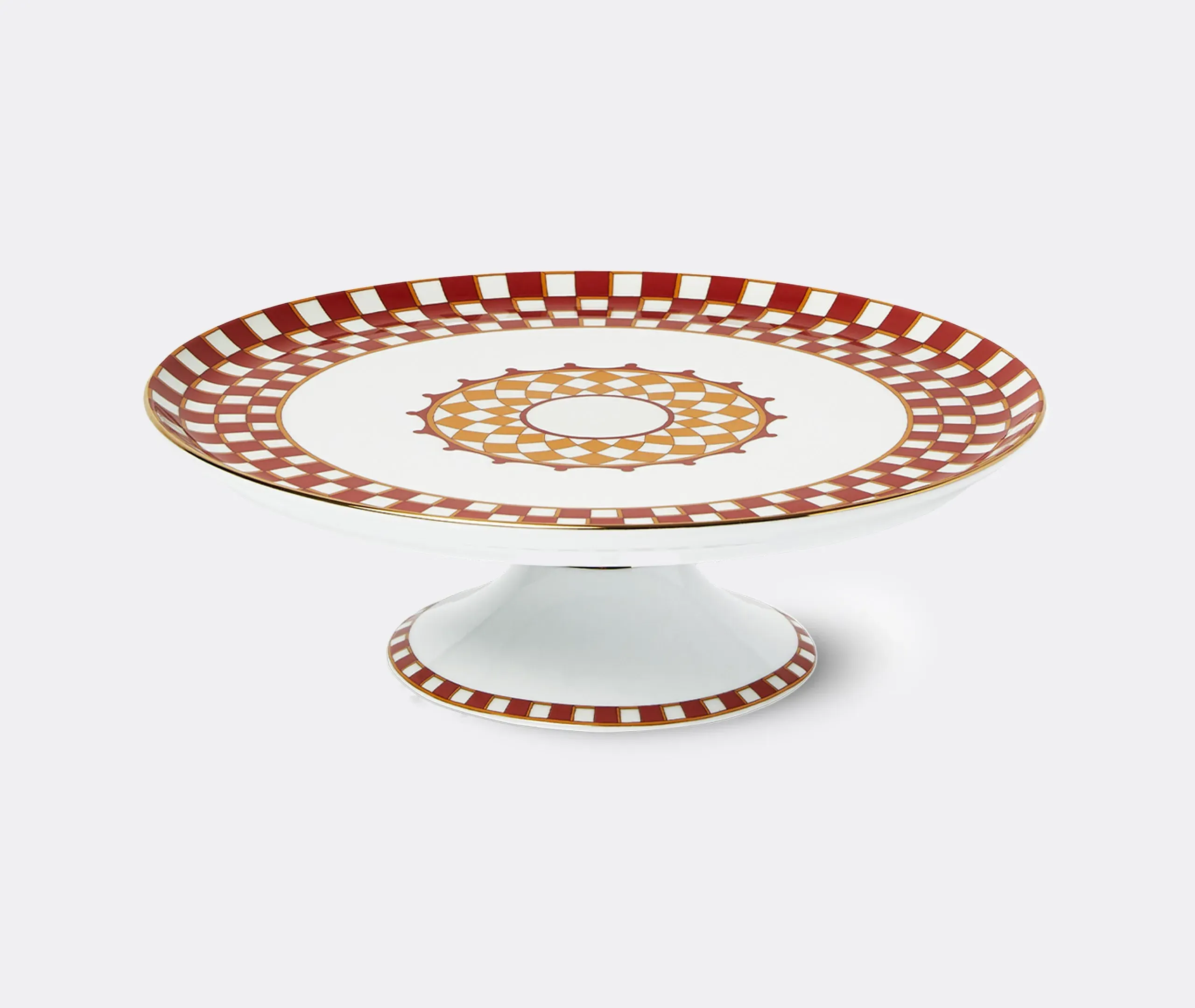 Cake Stand with Gold Trim - Multicolor, Porcelain