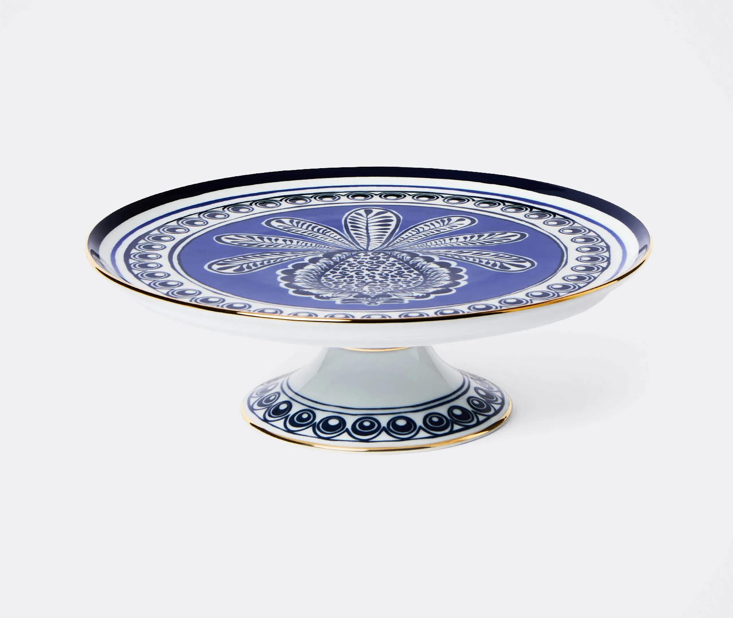 Cake Stand with Pineapple Design - Blue, Porcelain