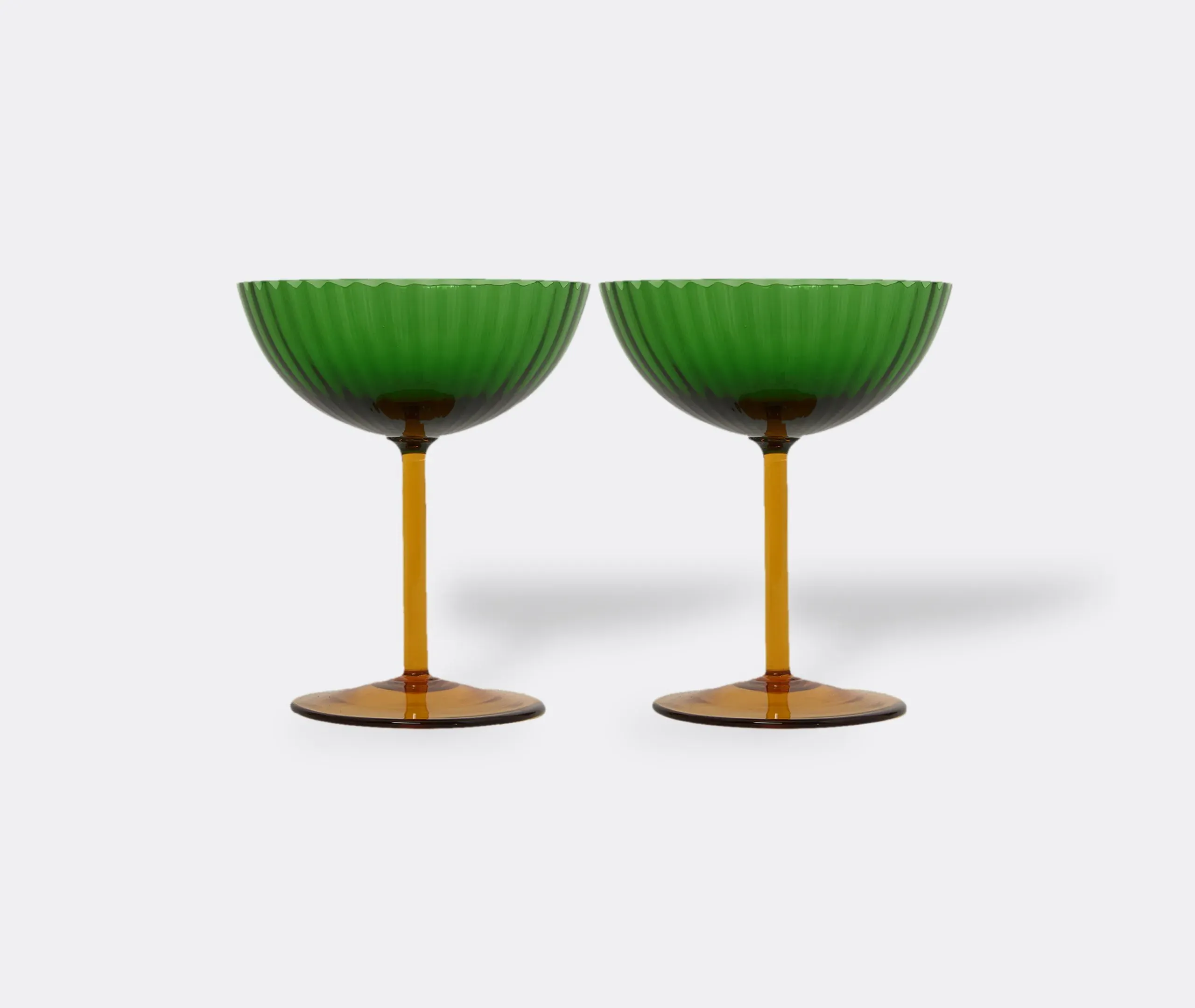 Champagne Coupe Set of Two - Green, Murano Glass image