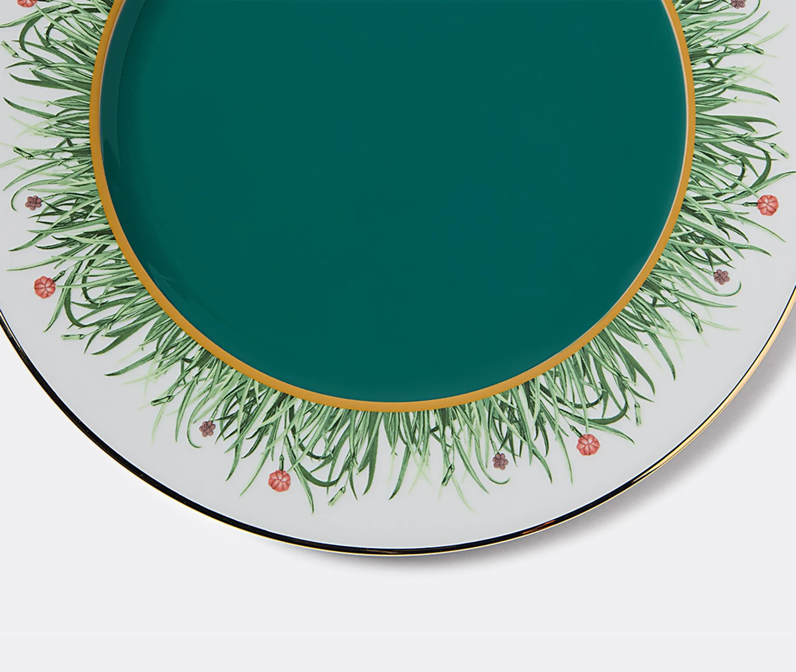 Charger Plate with Gold Trim - Green, Porcelain