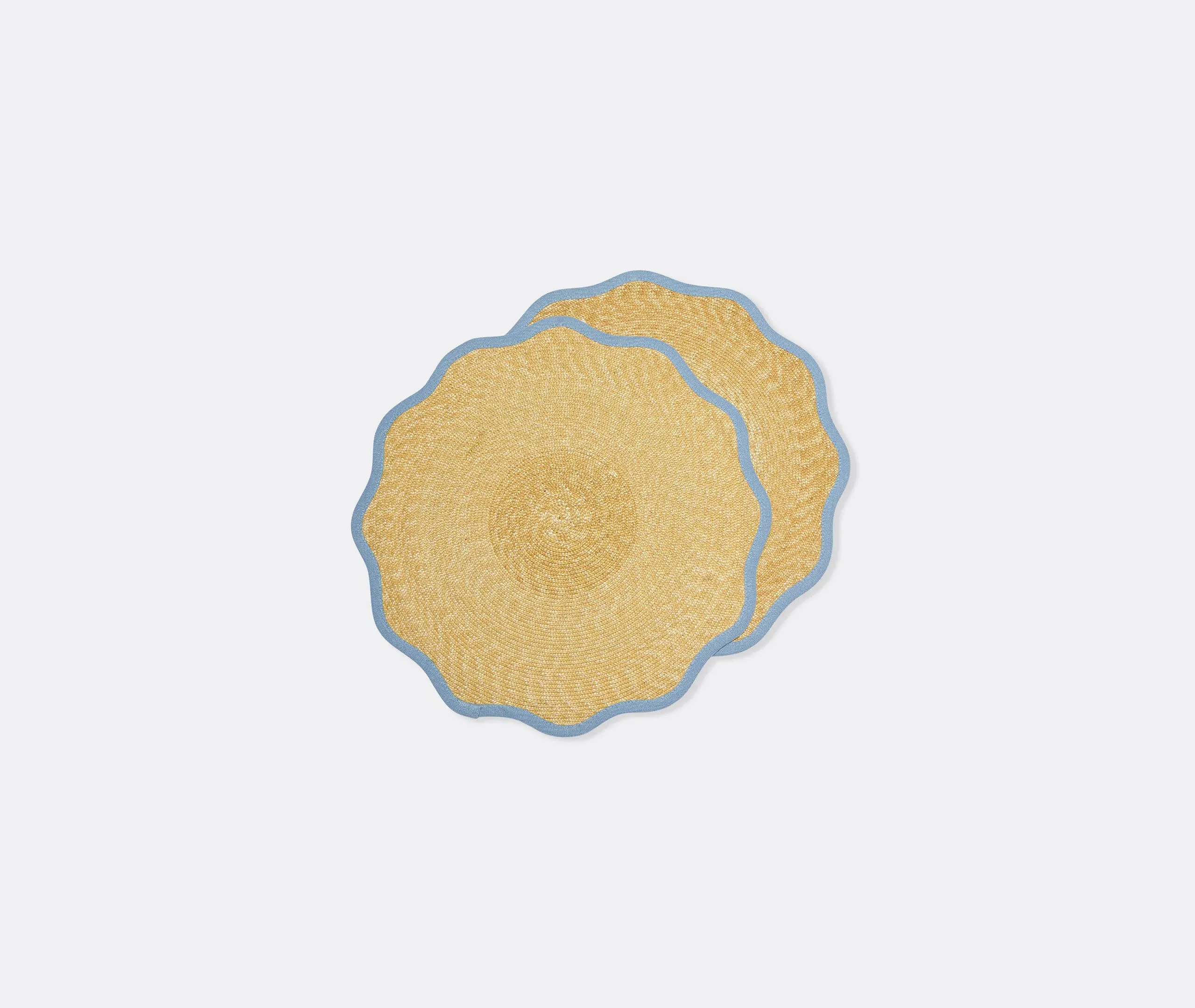 Cloud Round Placemat Set of Two - Light Blue, Palm Straw