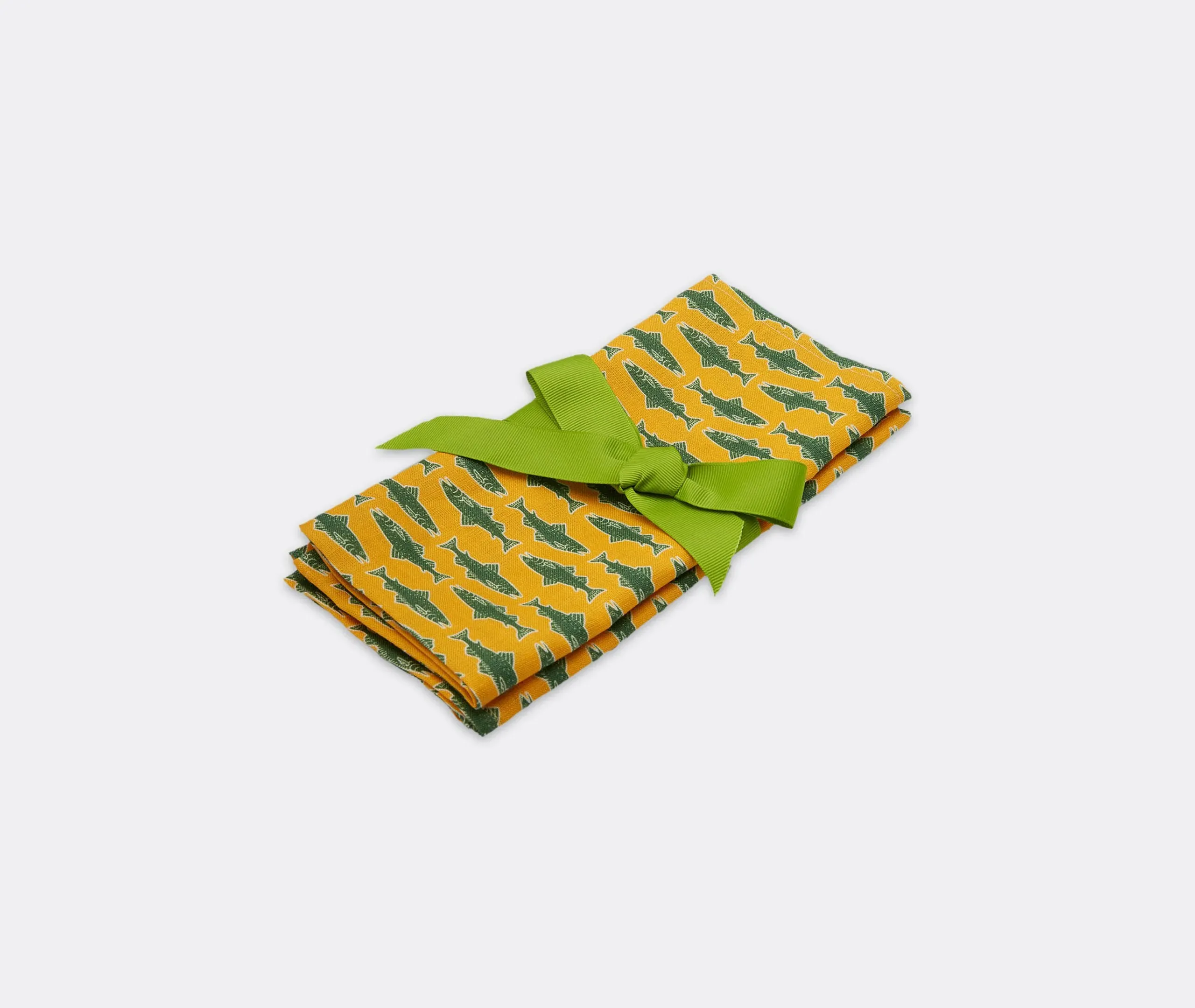 Como Fish Large Napkin Set of Two - Yellow, Linen image