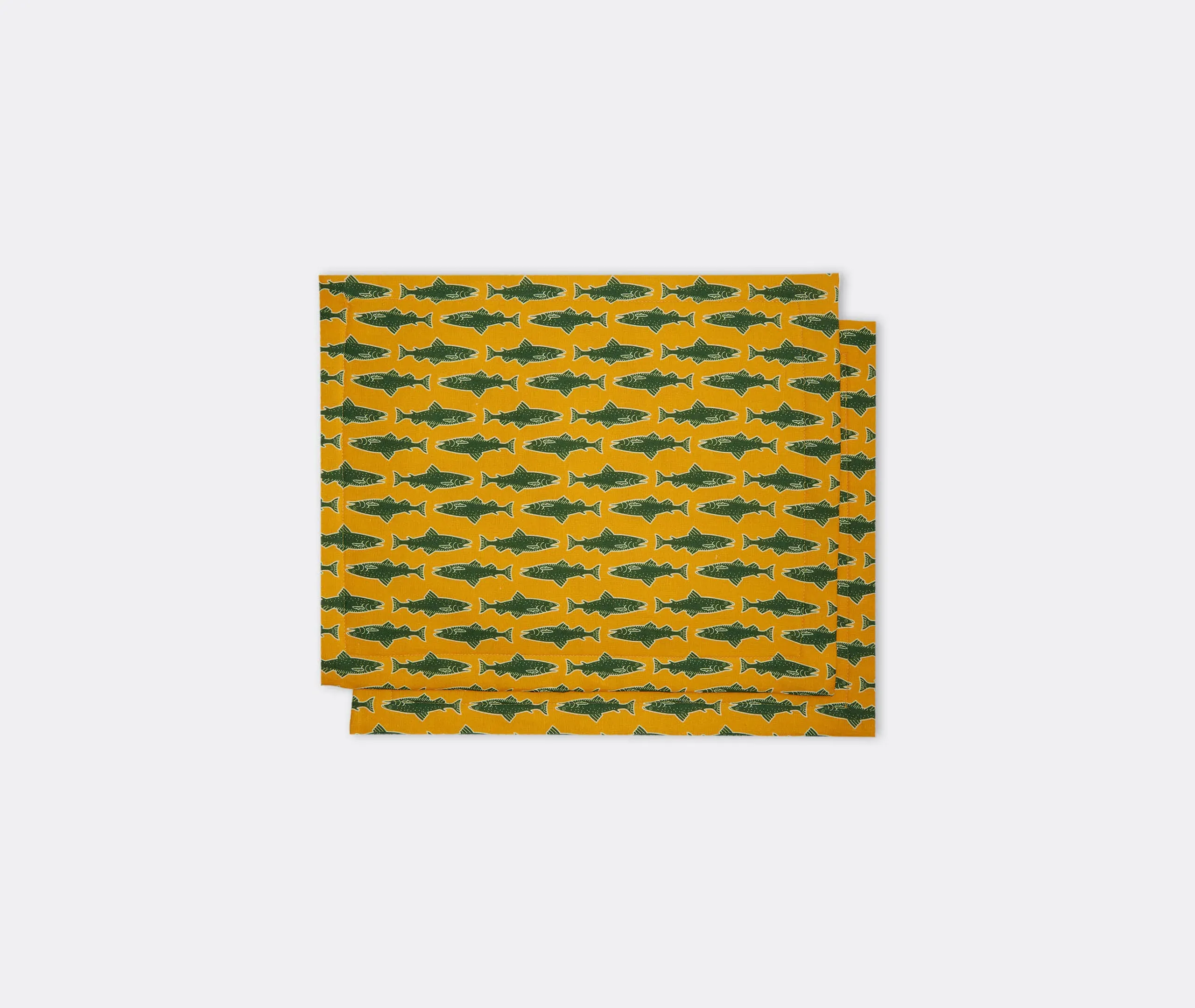 Como Fish Set of Two Tablemats - Yellow, Linen
