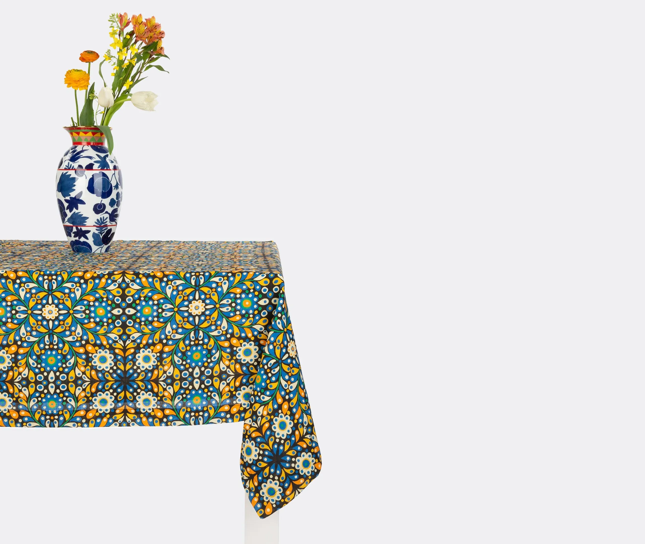 Confetti Blu Tablecloth - Blue, Linen