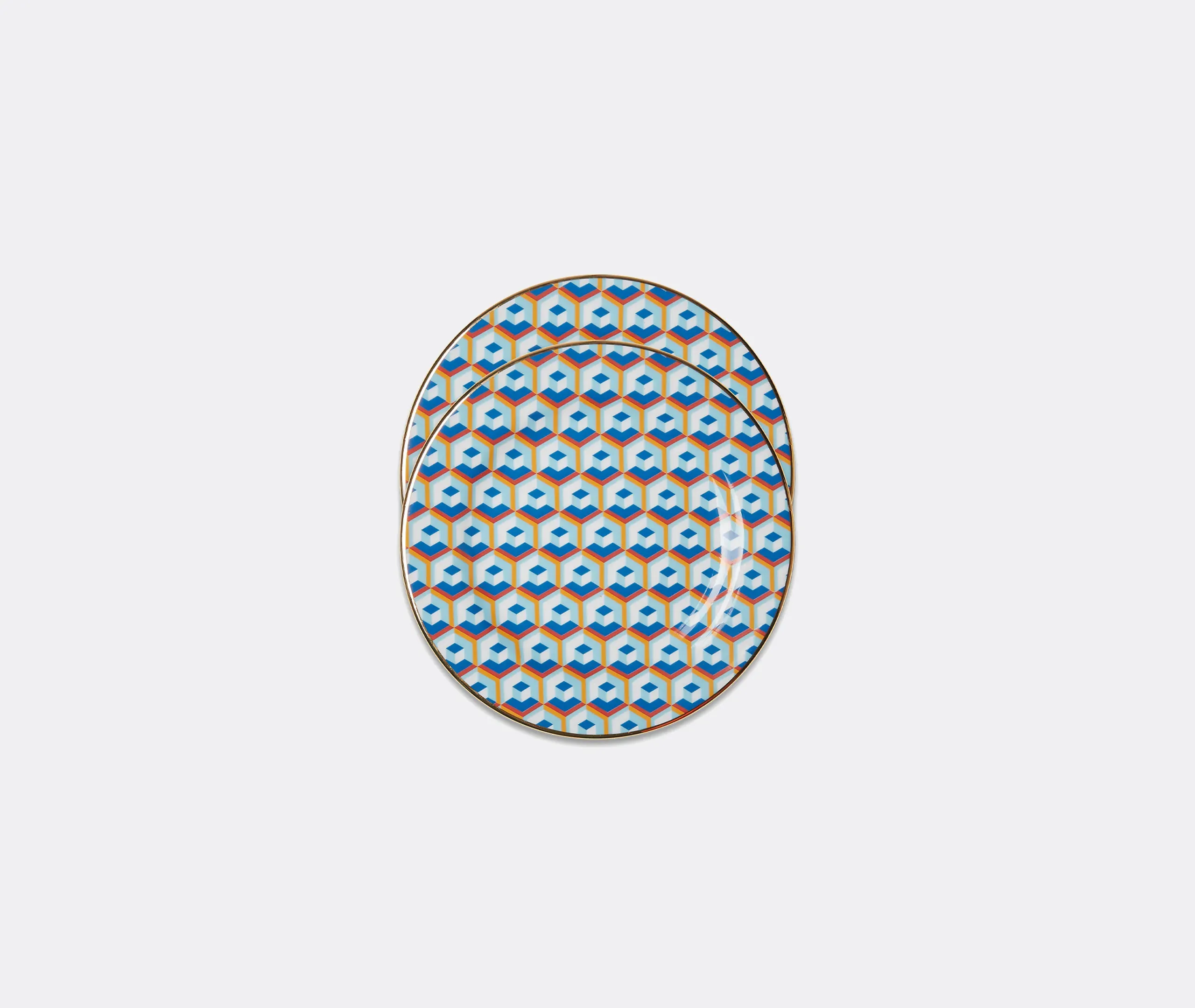 Cubi Blu Dessert Plate Set of Two - Multicolor, Porcelain image