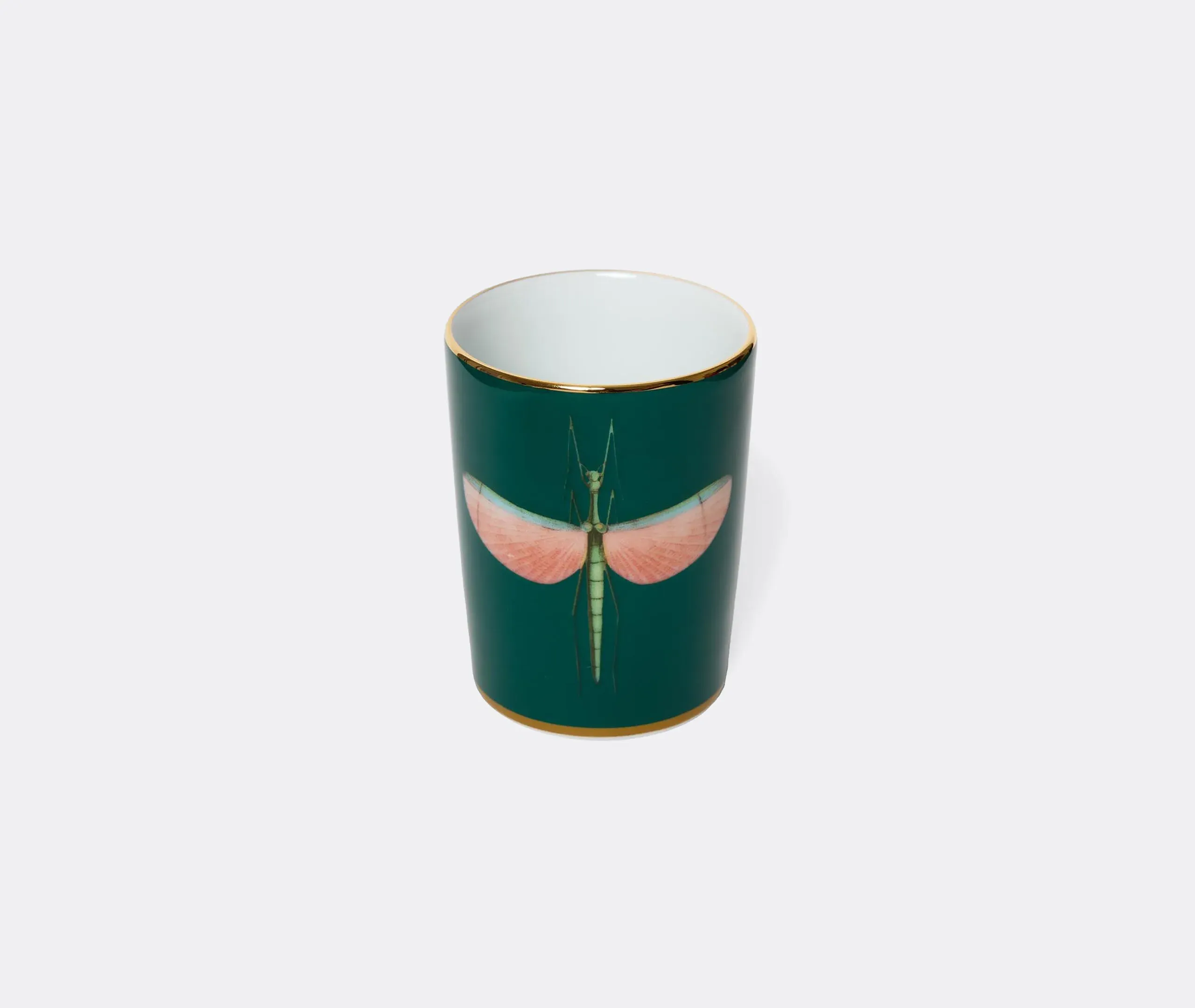 Decorative Cup with Dragonfly Design - Green, Porcelain