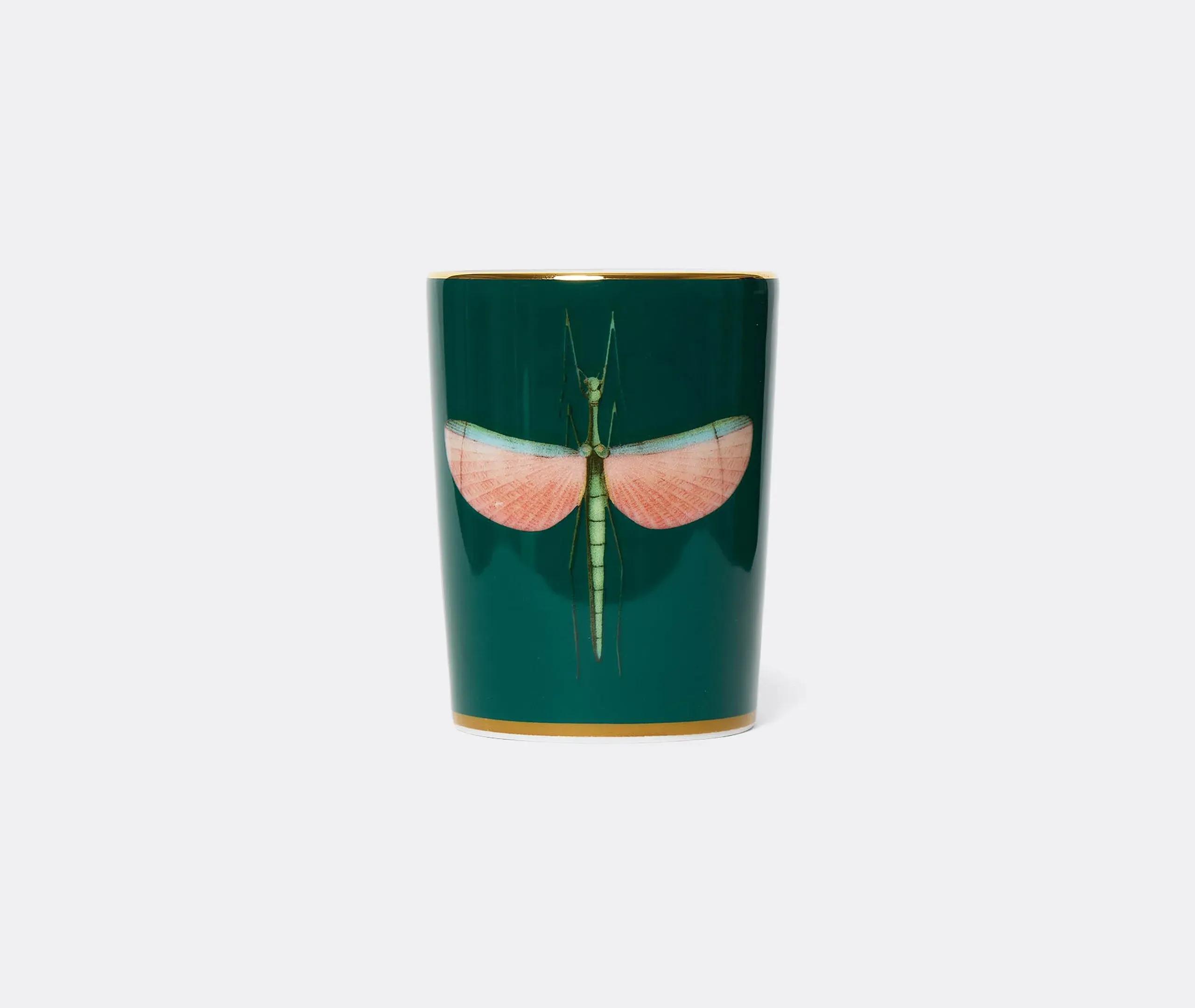 Decorative Cup with Dragonfly Design - Green, Porcelain