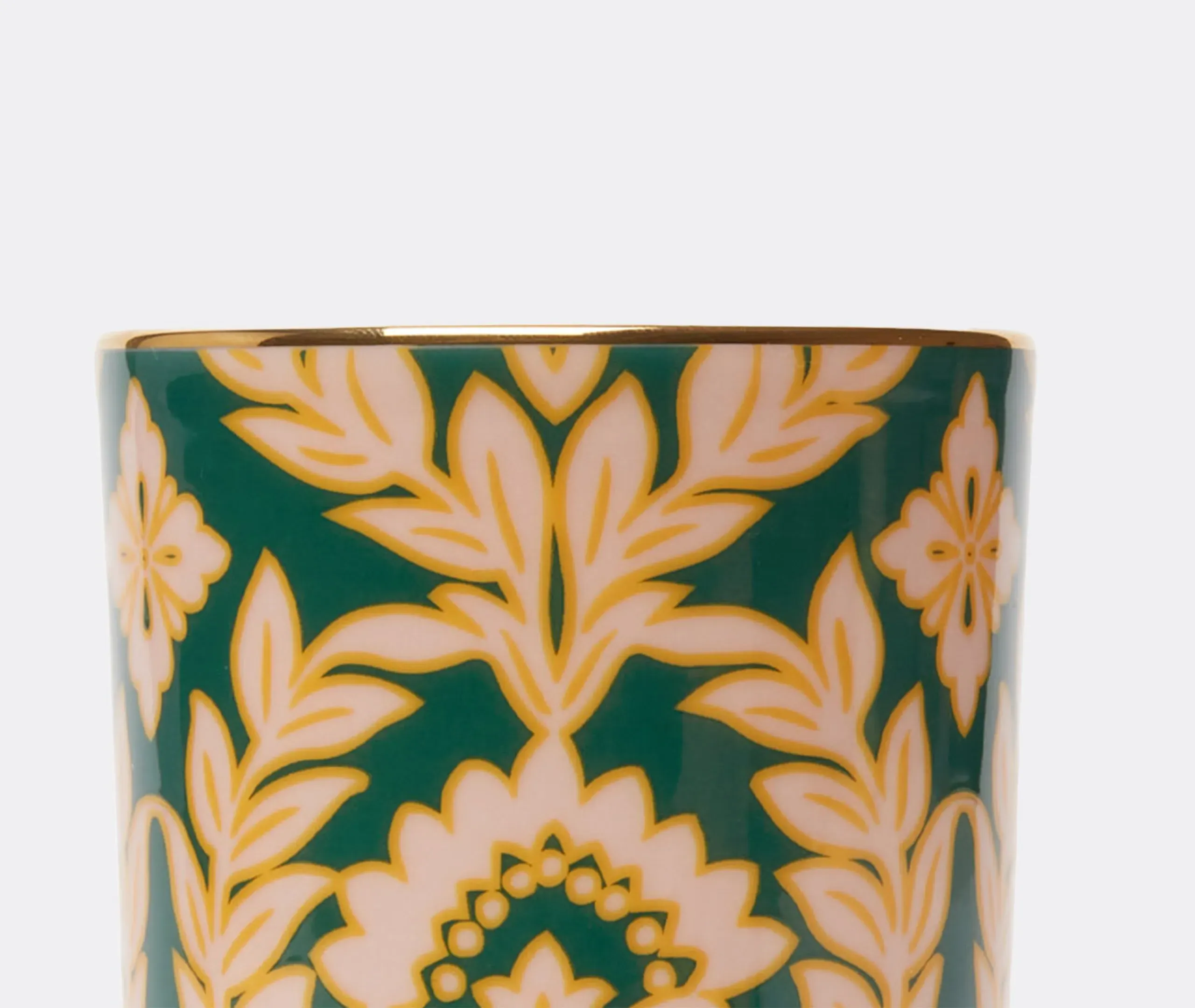 Decorative Cup with Gold Rim - Green, Porcelain