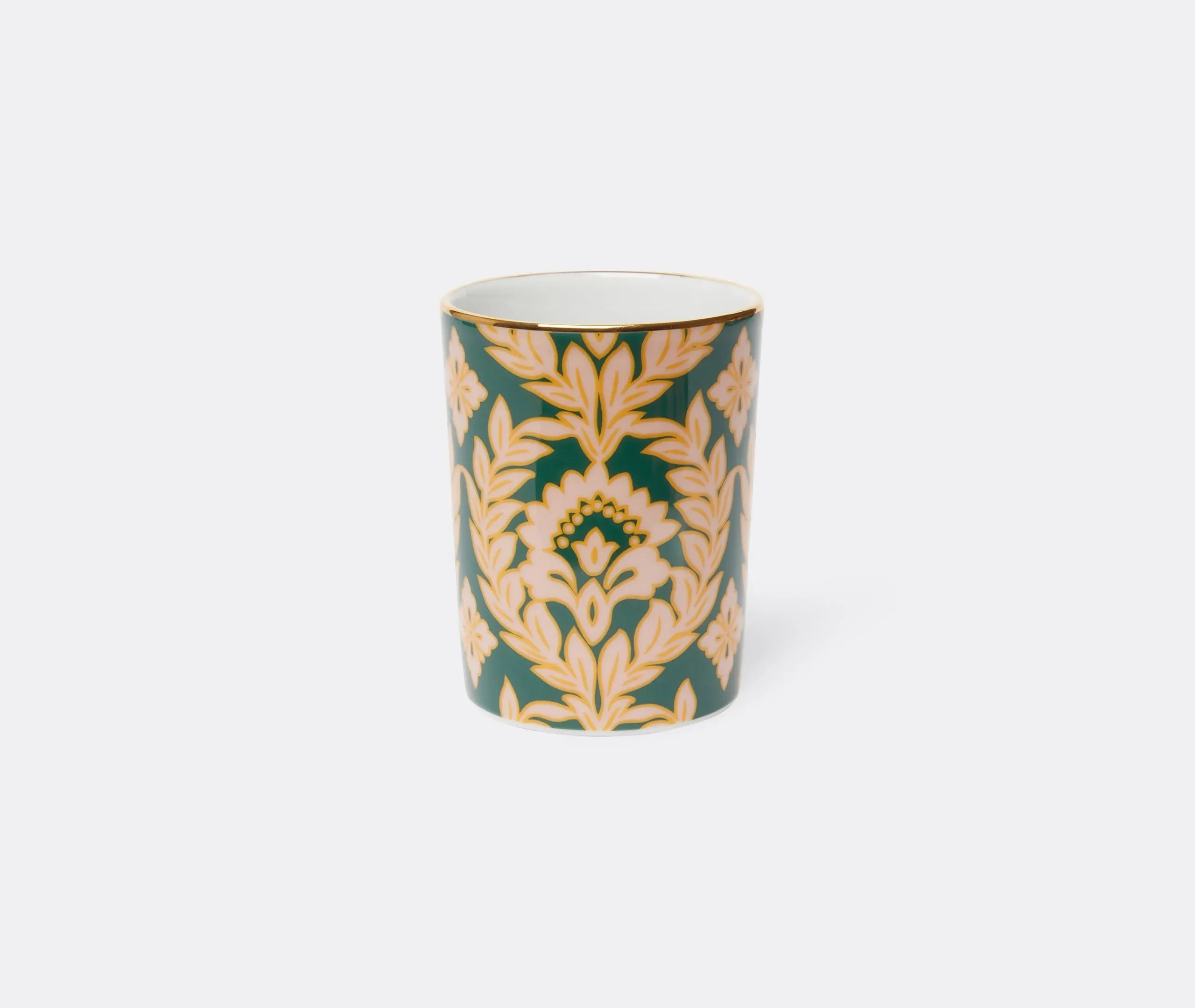 Decorative Cup with Gold Rim - Green, Porcelain