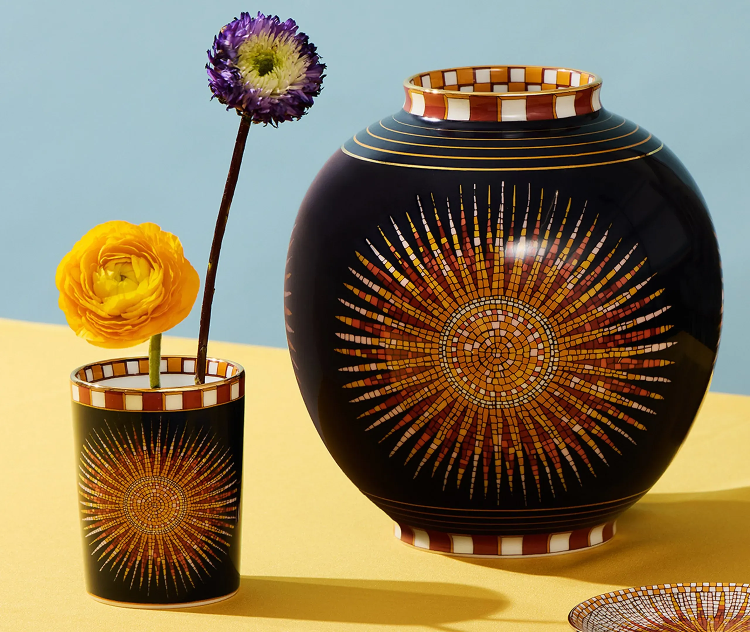 Decorative Cup with Gold Rim - Multicolor, Porcelain