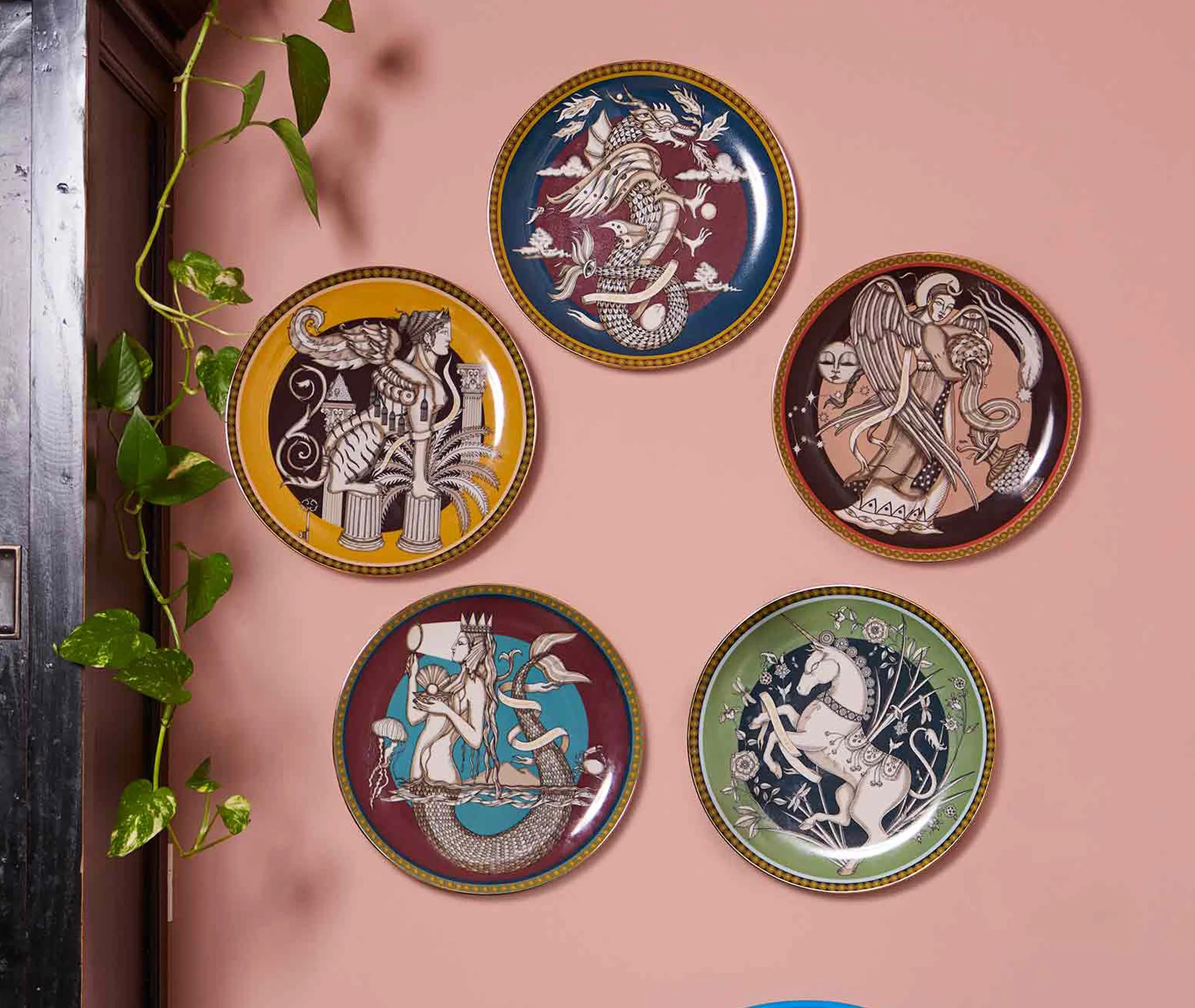 Decorative Plate with Etched Design - Saffron