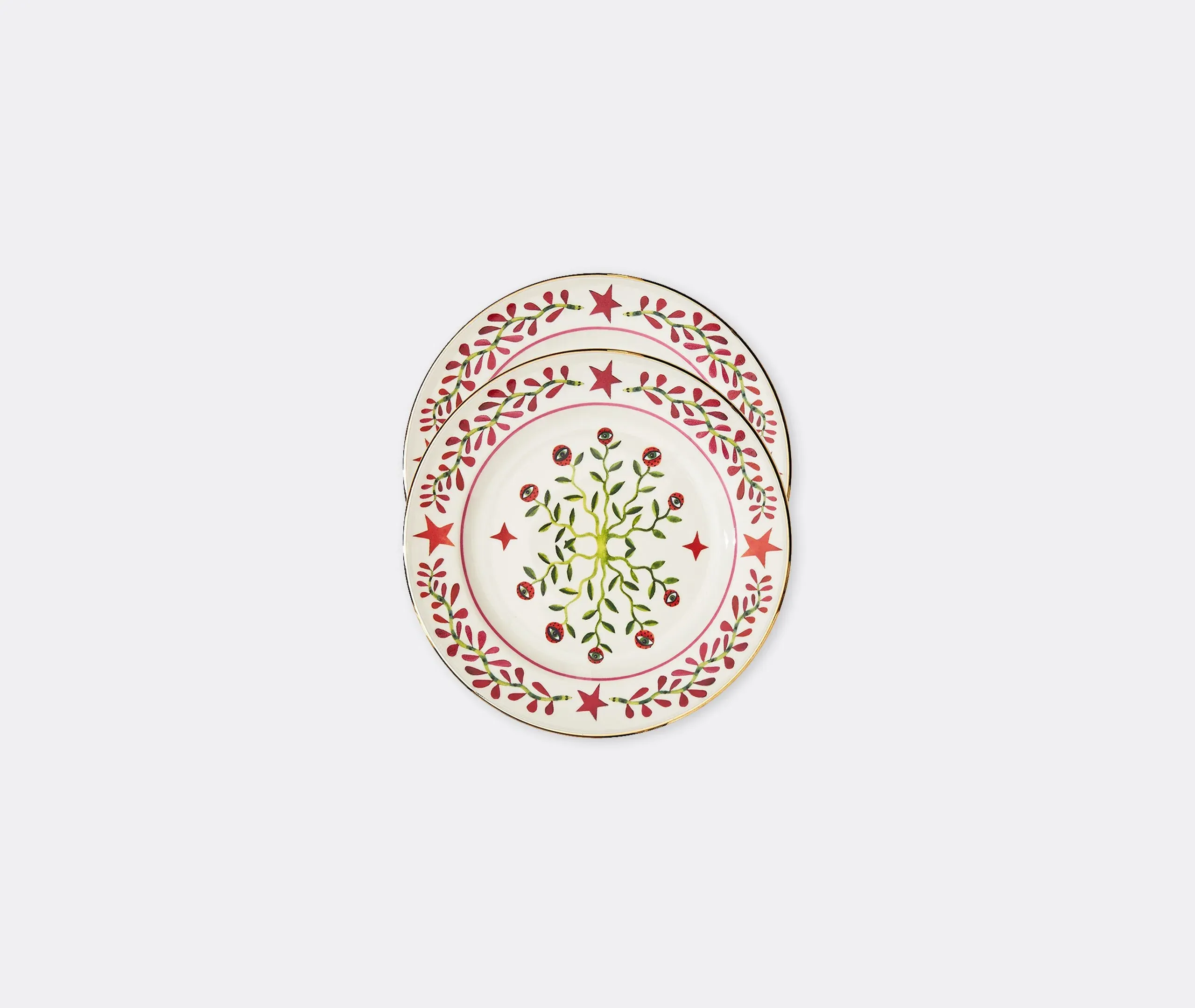 Dessert Plate Set Eye Vines - Multicolor, Porcelain
