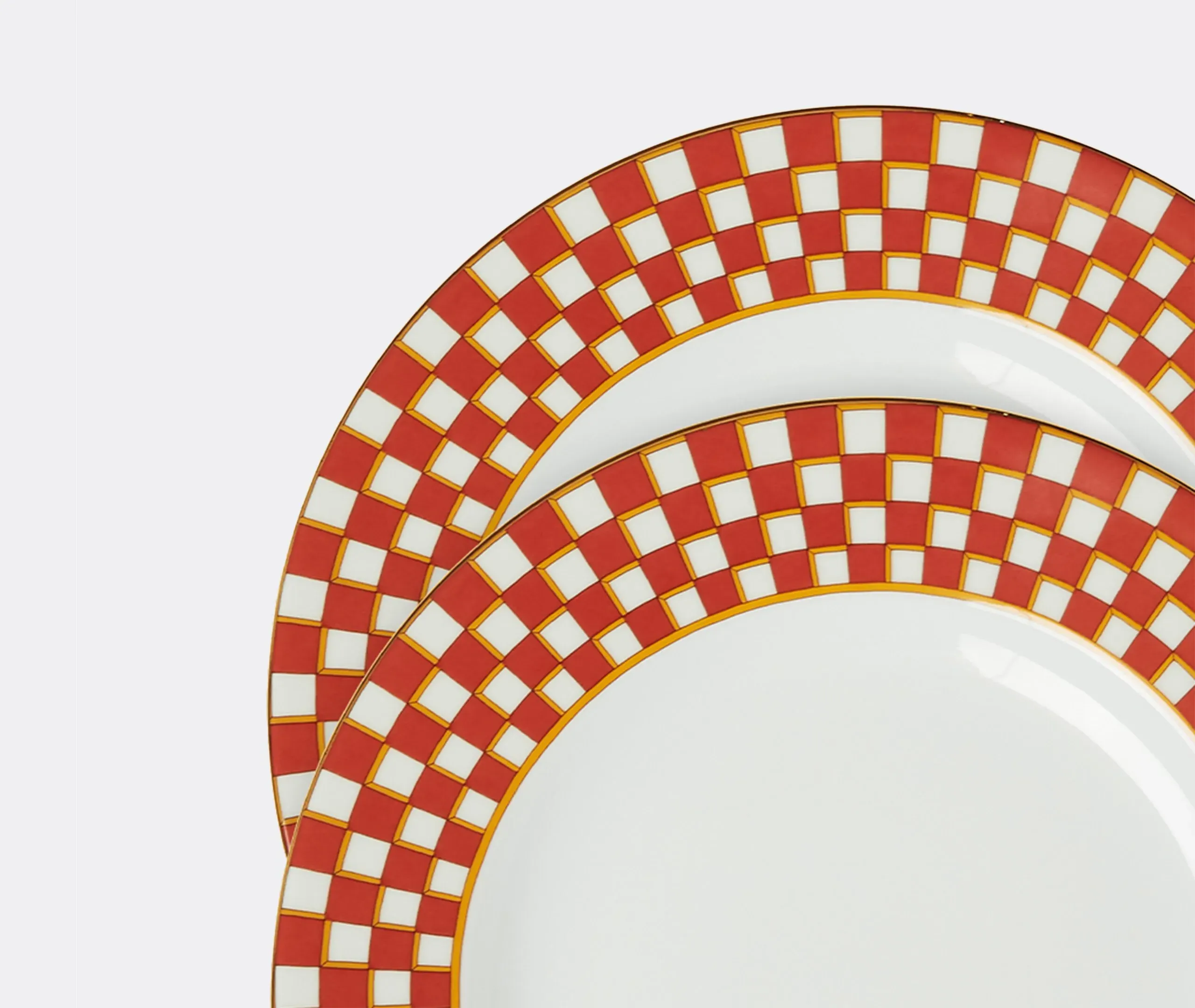 Dinner Plate Set of 2 with Gold Trim - Multicolor
