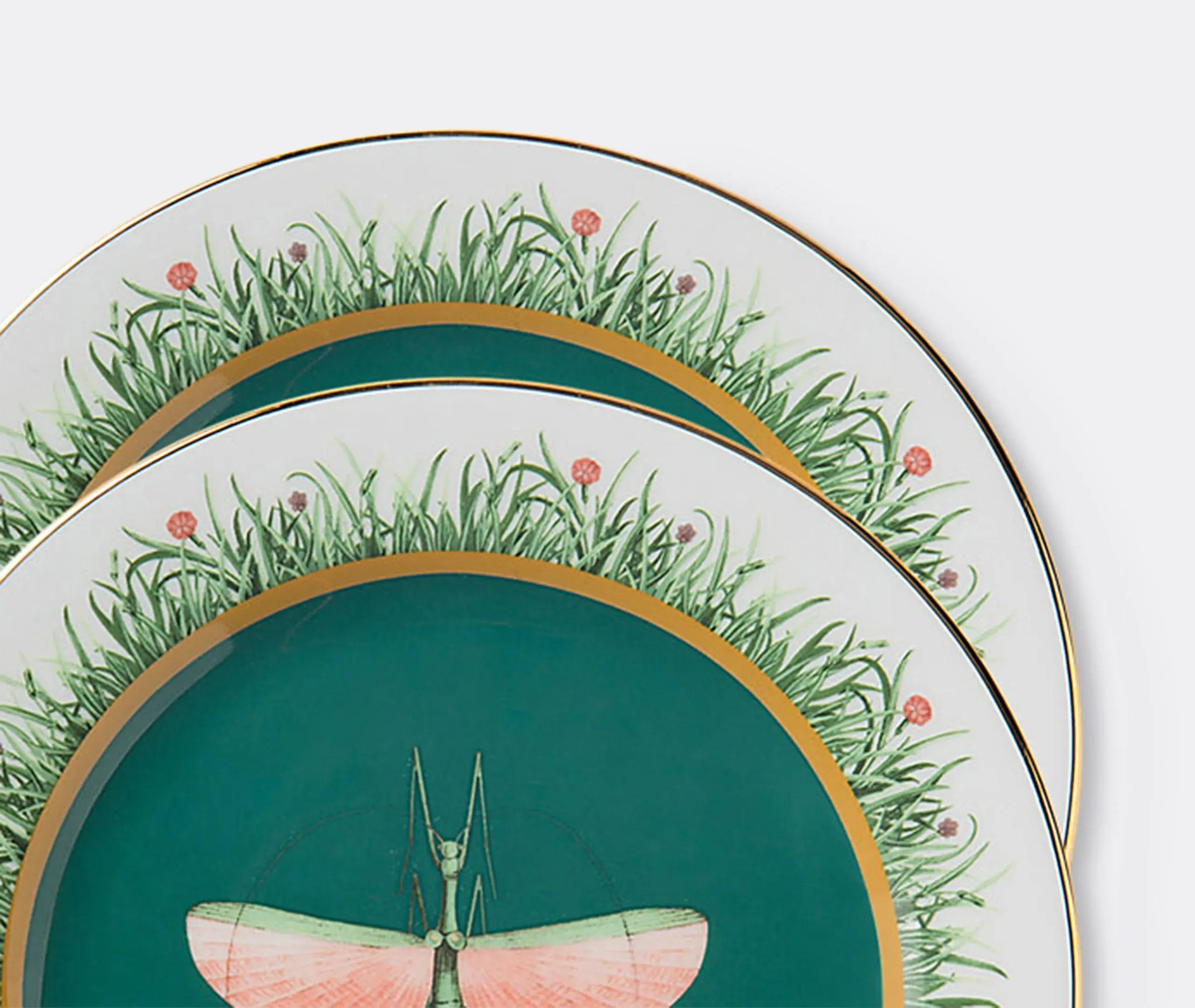 Dinner Plate Set with Gold Rim - Multicolour, Porcelain