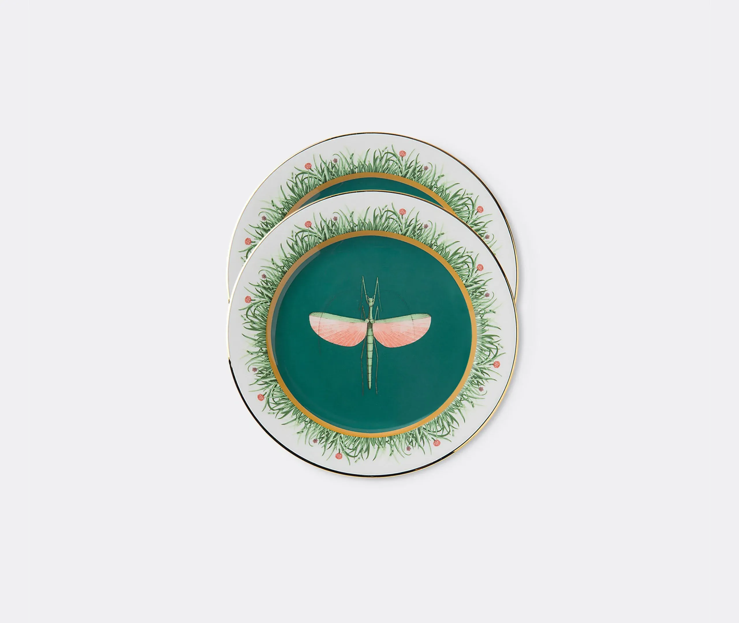 Dinner Plate Set with Gold Rim - Multicolour, Porcelain image