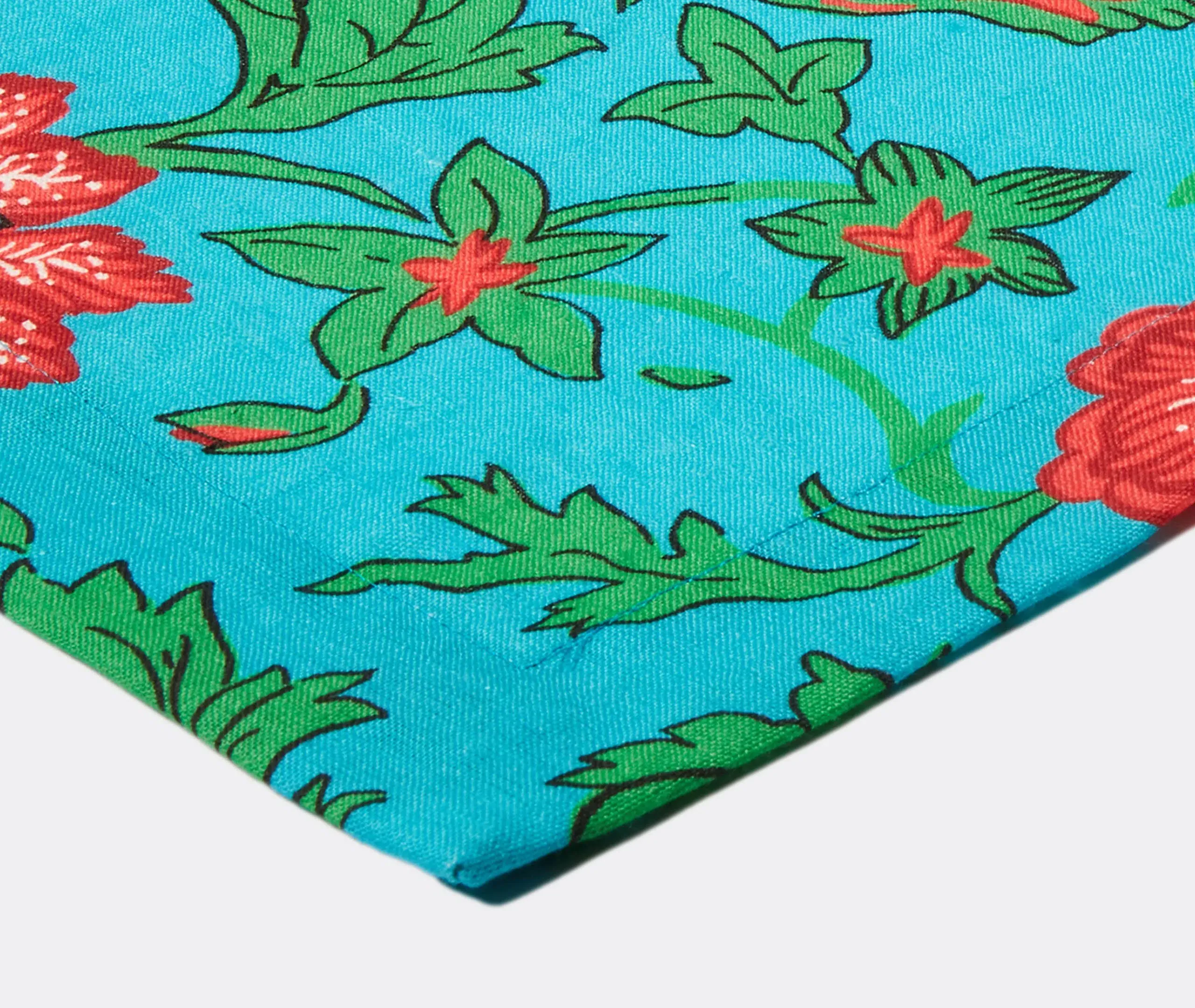Dragon Flower Large Tablecloth - Turquoise, Linen