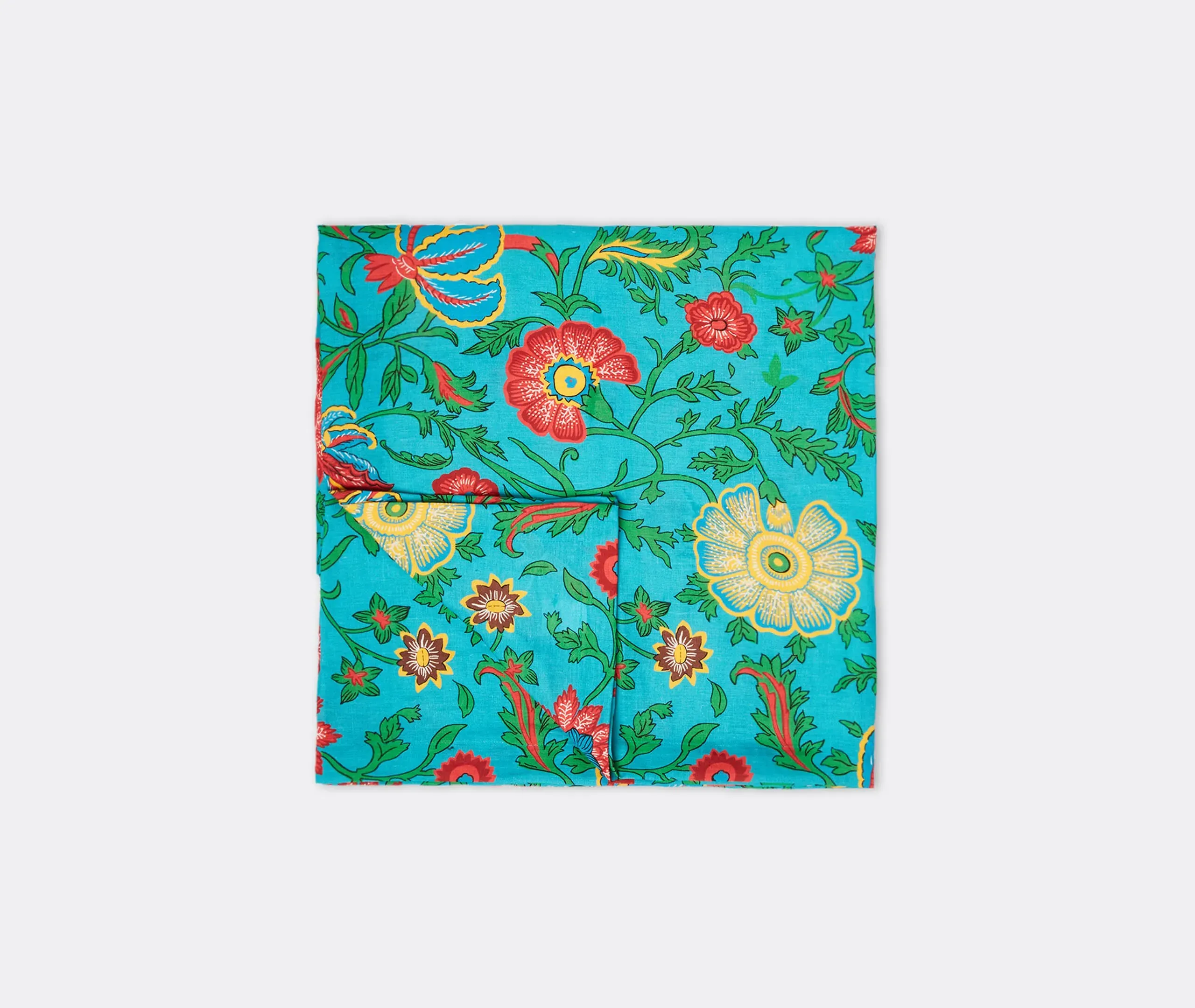 Dragon Flower Large Tablecloth - Turquoise, Linen