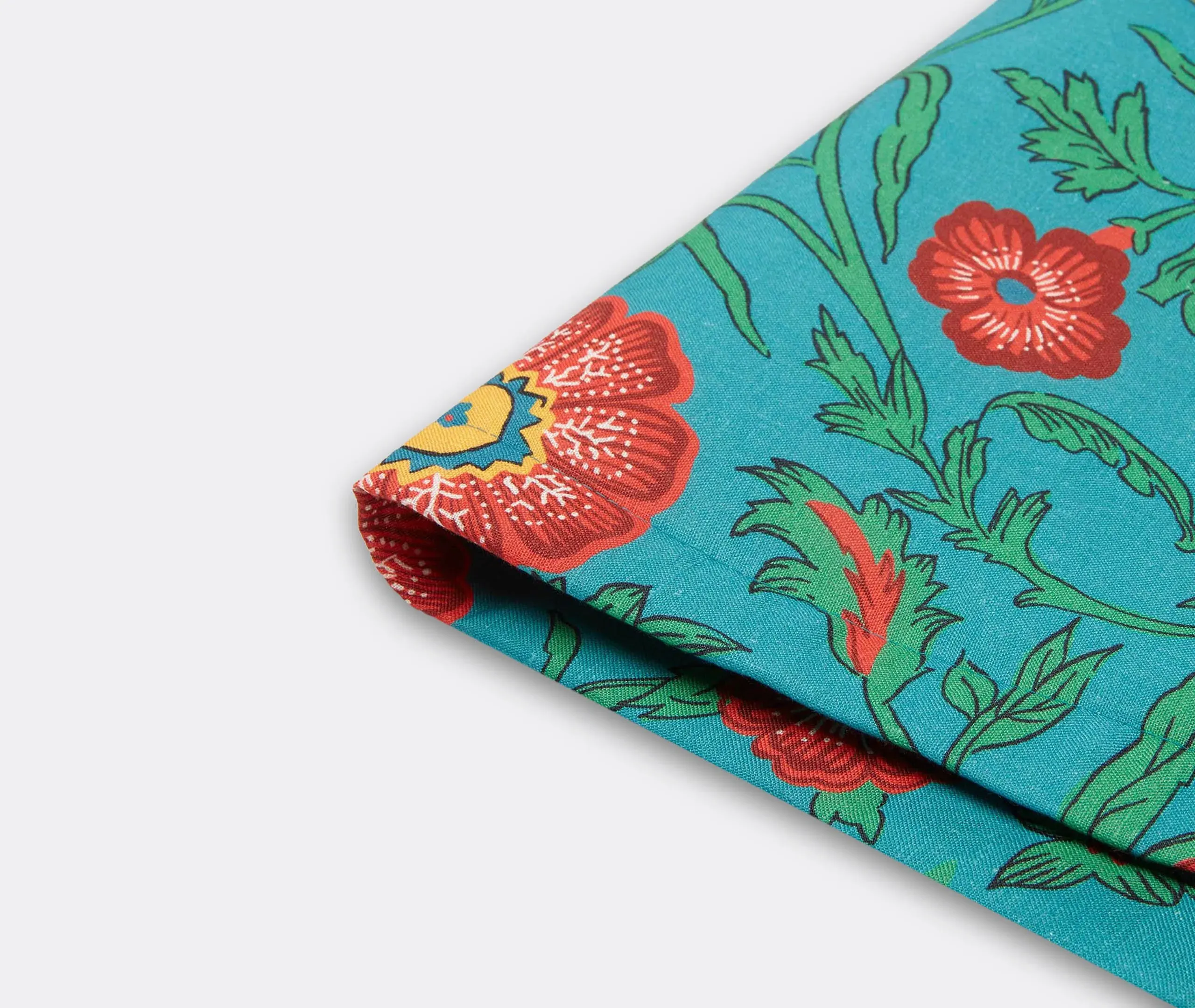 Dragon Flower Tablemats Set of Two - Turquoise, Linen