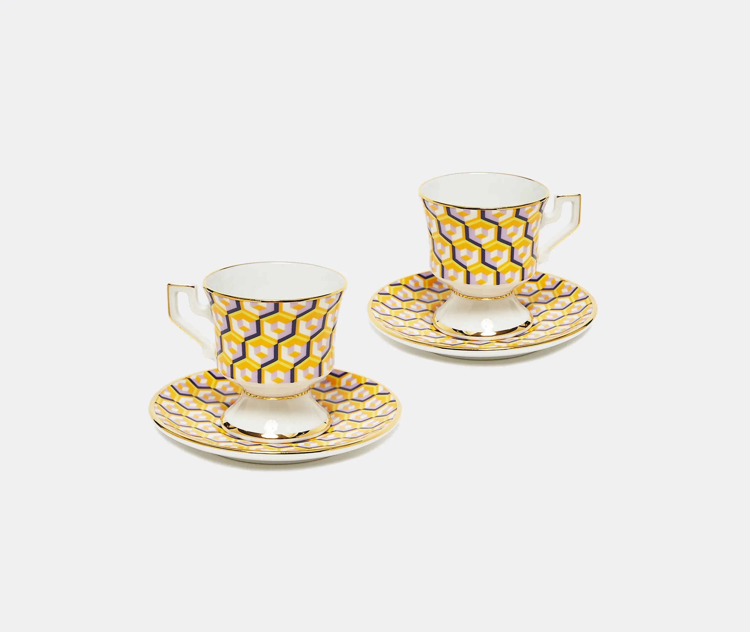 Espresso Cup Set with Saucer - Multicolor