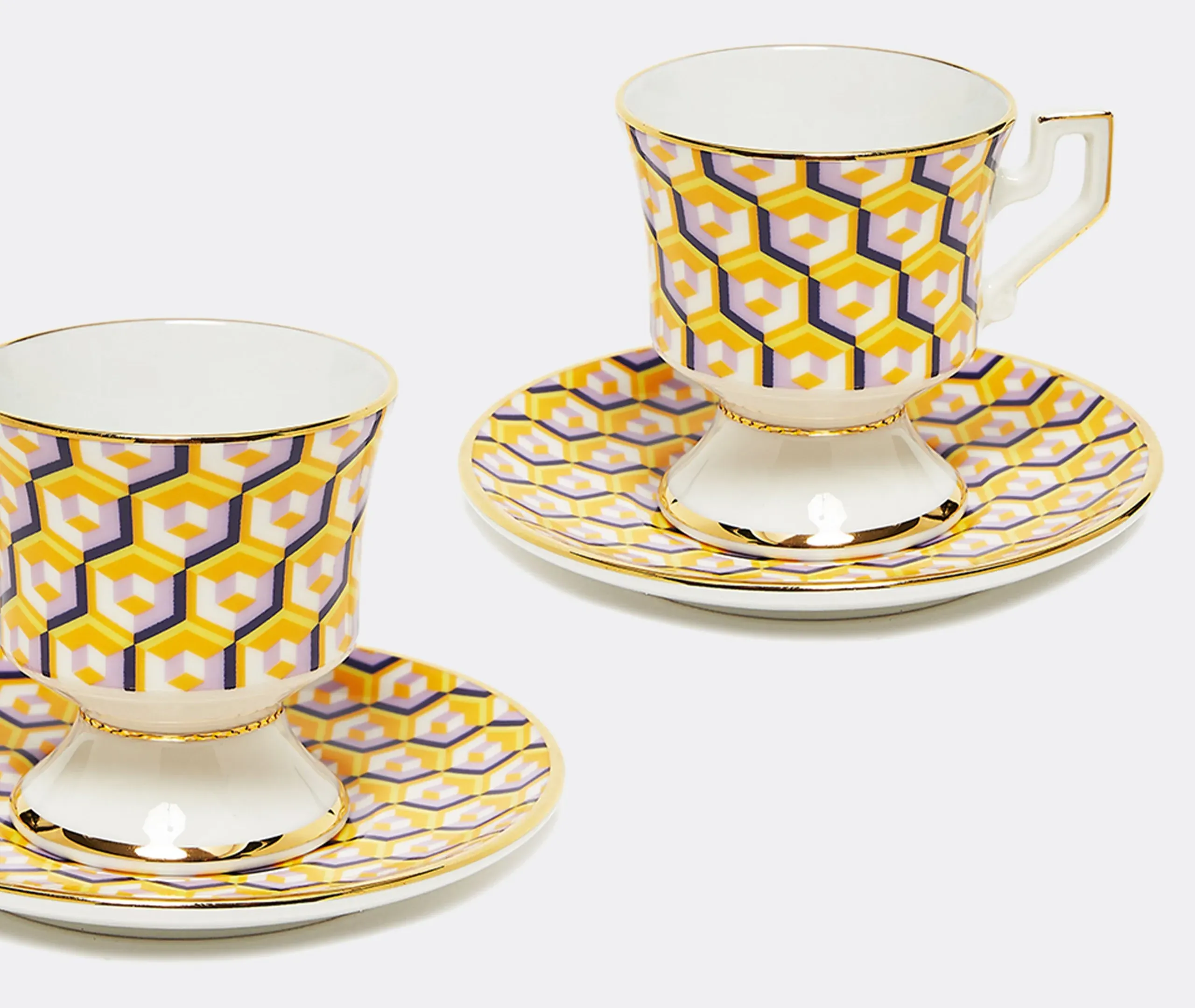 Espresso Cup Set with Saucer - Multicolor