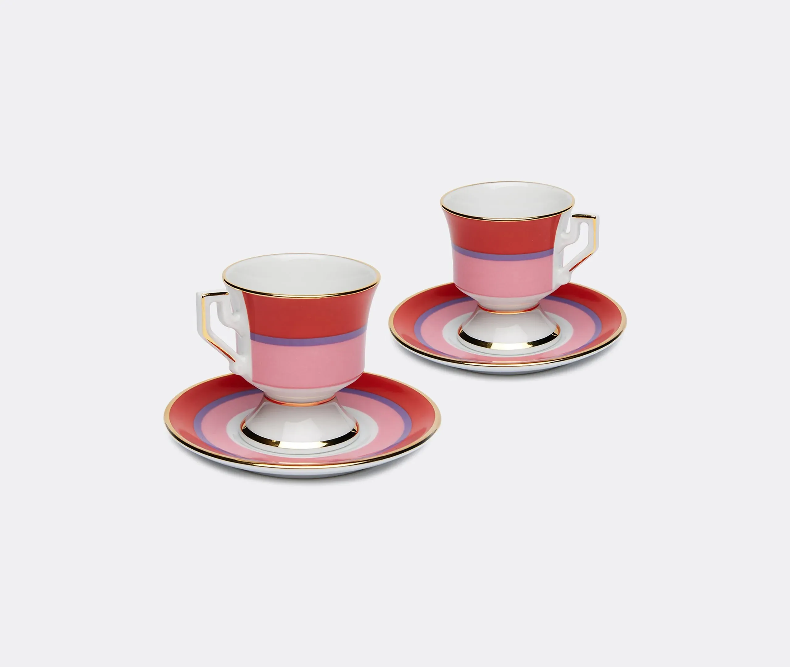 Espresso Cup Set with Saucer - Pink, Porcelain