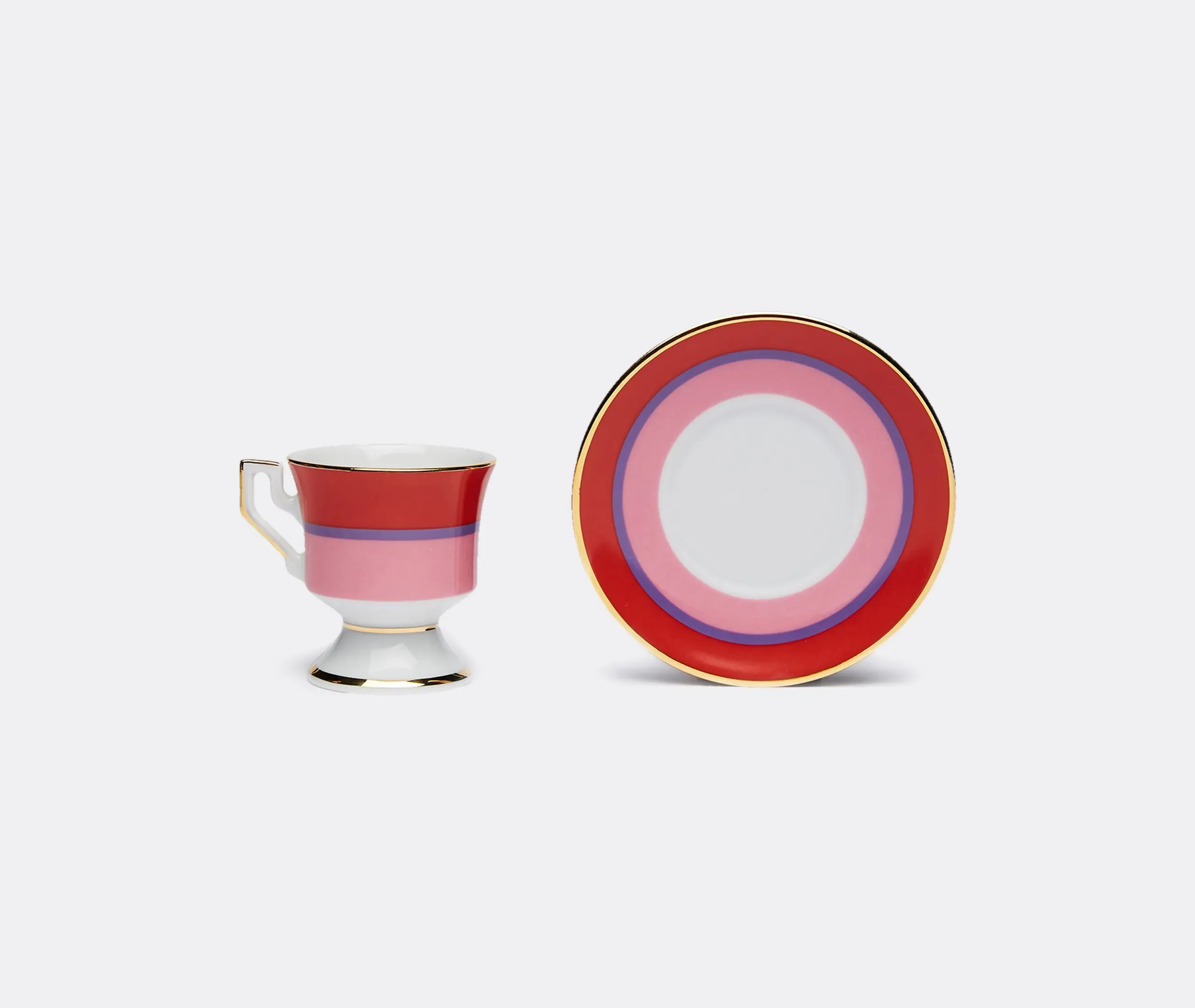 Espresso Cup Set with Saucer - Pink, Porcelain