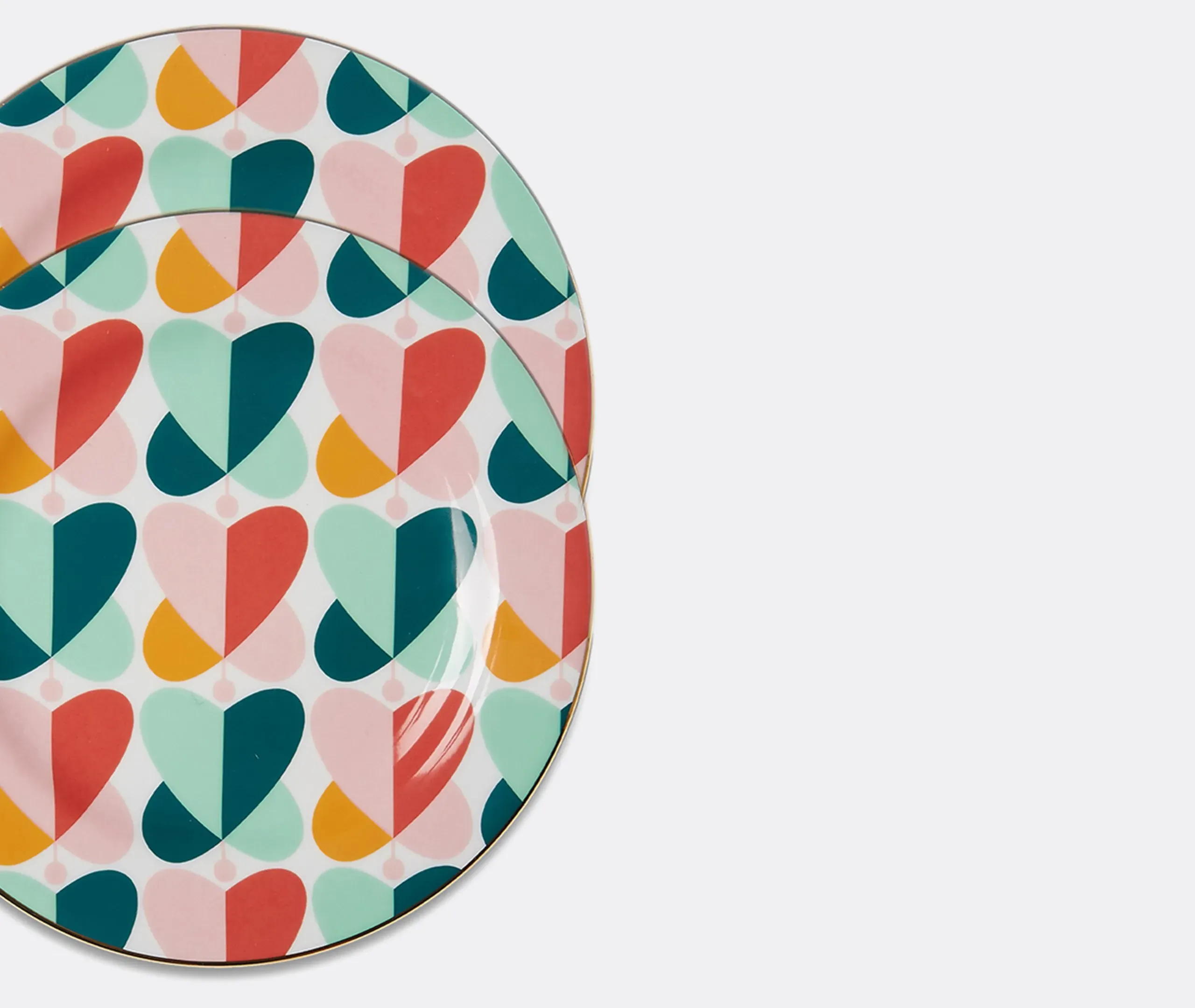 Farfalle Dessert Plate Set of Two - Multicolour, Porcelain